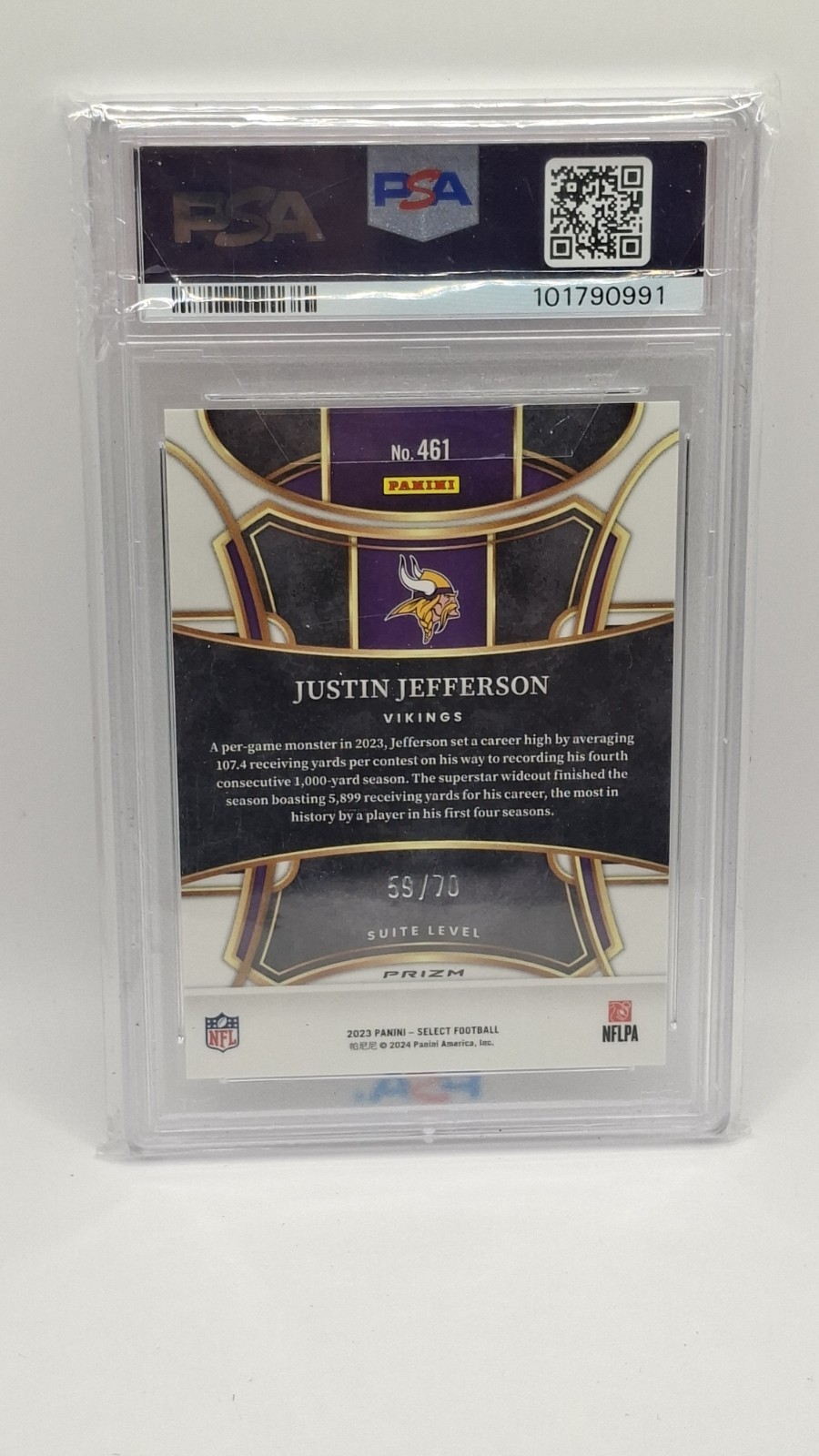 Panini 2023 Select Suite Level Justin Jefferson Dragon Scale #461 /70 PSA 10