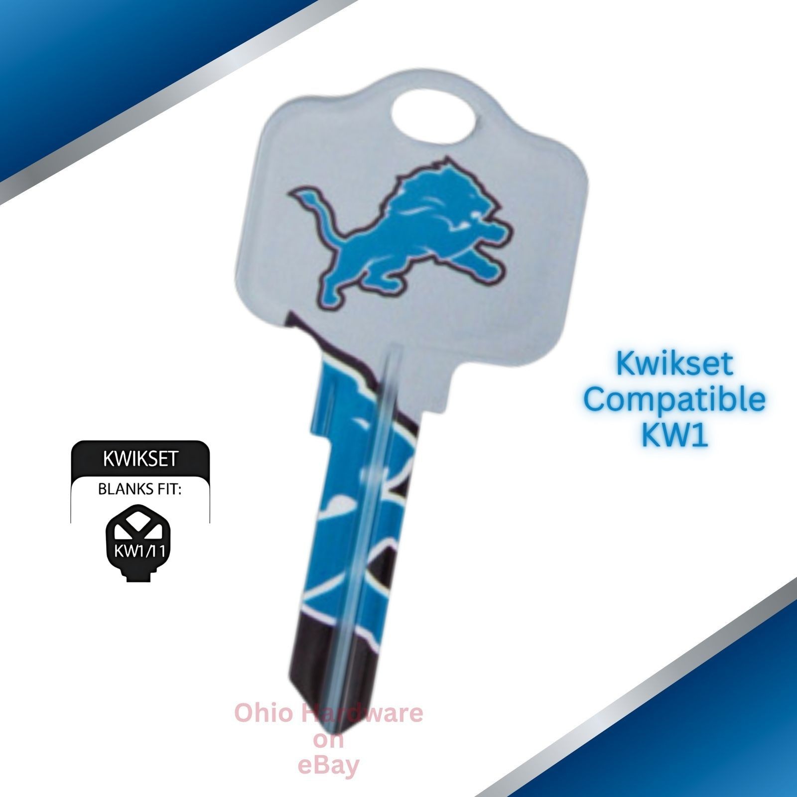Detroit Lions NFL Team Keys Available for Kwikset or Schlage Locks