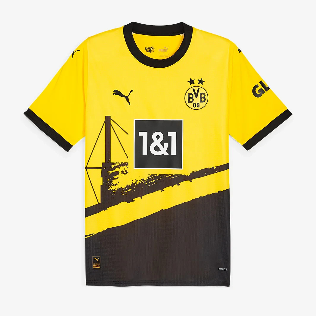 ORIGINAL Borussia Dortmund 2023-24 HOME KIT JERSEY BY PUMA – DRYCELL, S – L – XL