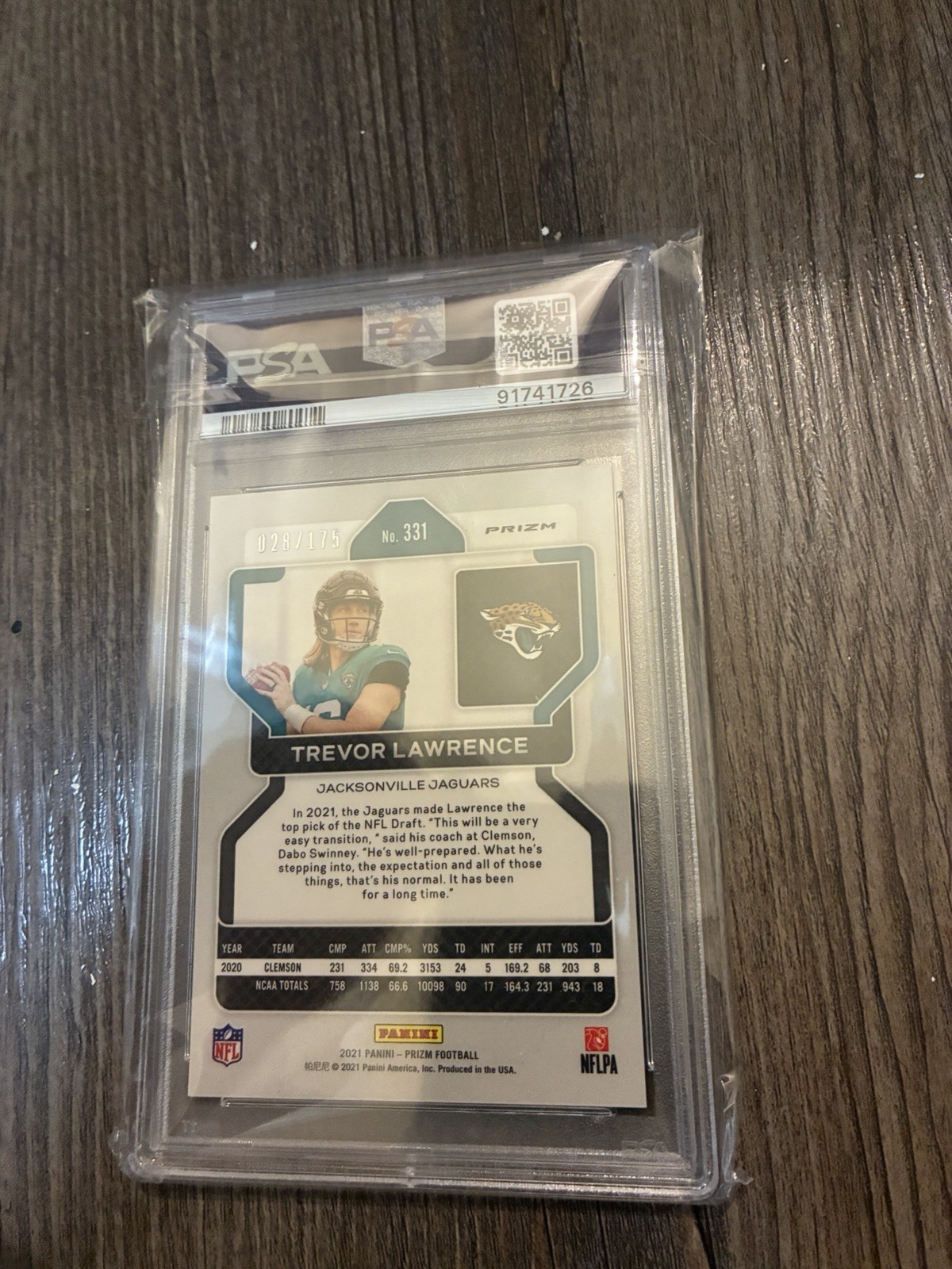 2021 Panini Prizm – Rookie Trevor Lawrence #331 Hyper Prizm /175 (RC)