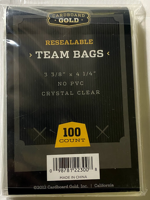 Lot of 500 Cardboard Gold Team Bags Resealable Sleeves 5 Packs of 100