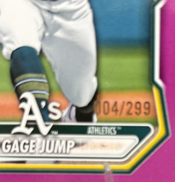 2026 Bowman 1st #BP-15 Gage Jump Purple Parallel SP /299 Oakland Athletics