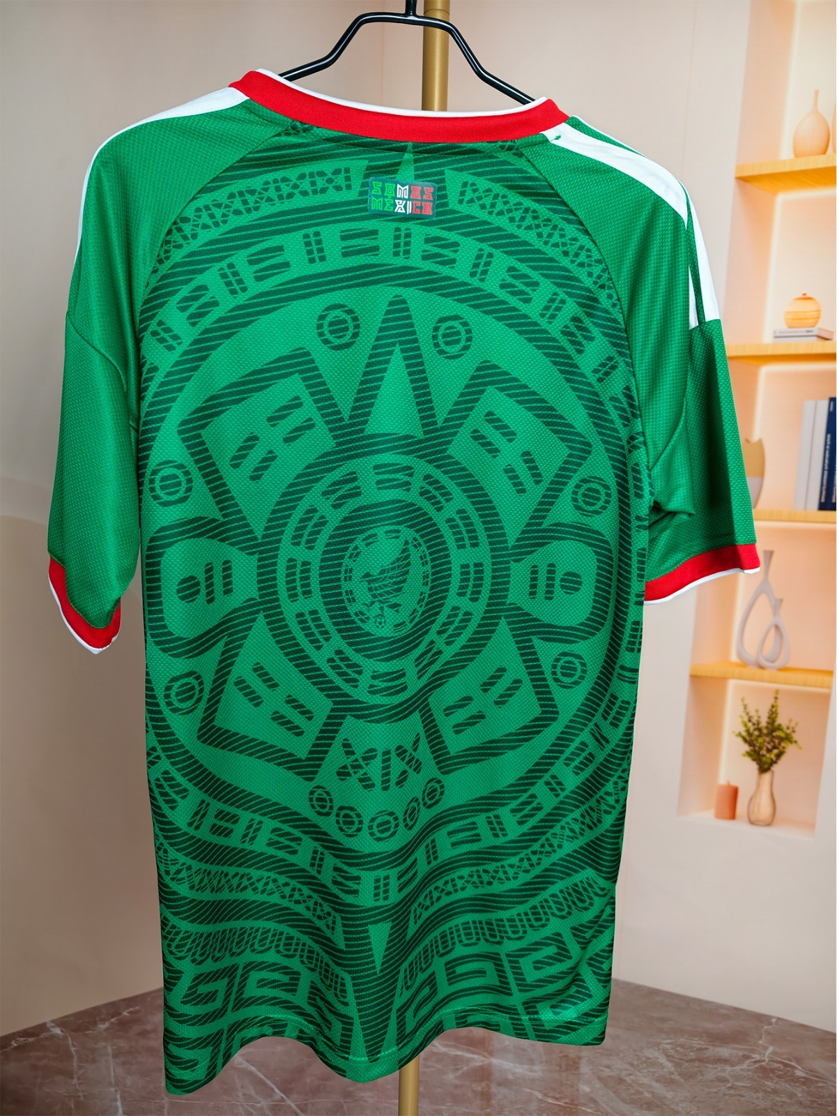 Unisex 2026 World Cup Mexico Home Soccer Jersey,Aztec Geometric Pattern