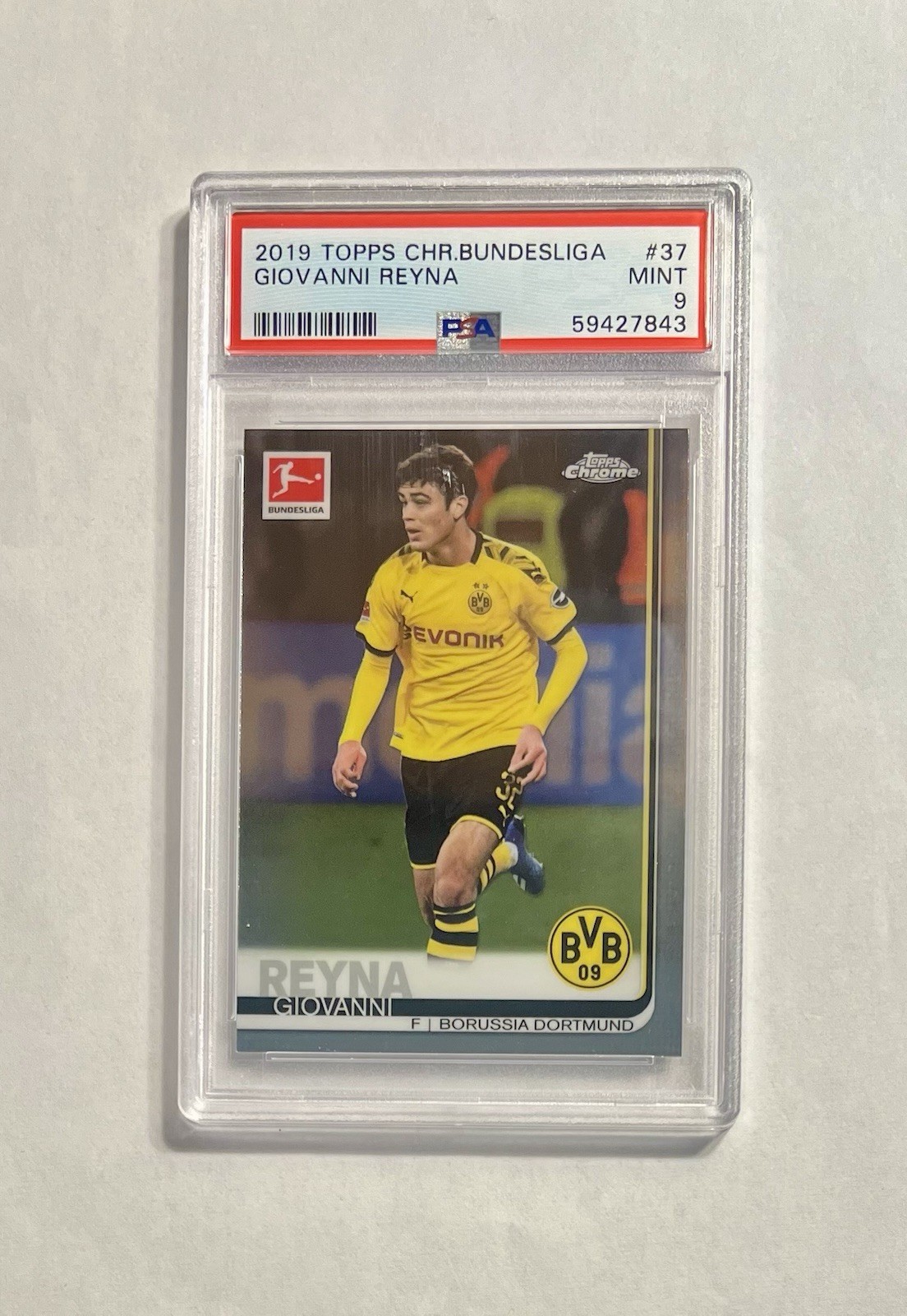 Giovanni Reyna 2019 Topps Chrome Bundesliga #37 PSA 9 Mint USMNT Rookie Card RC