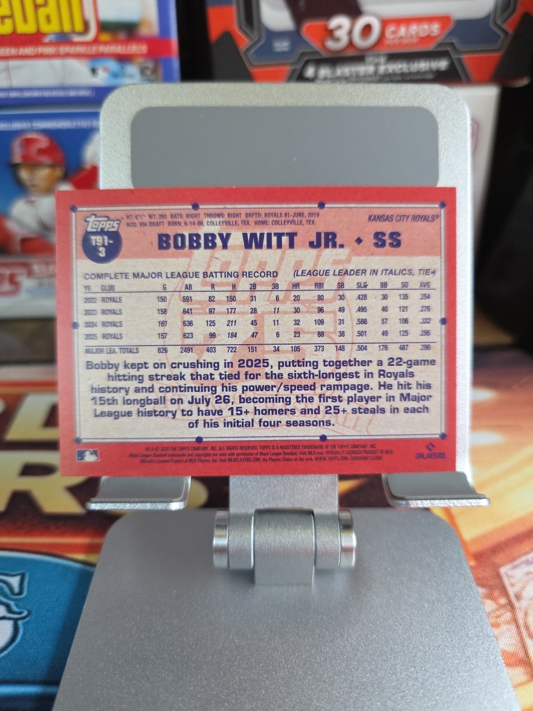 2026 Topps Series 1 Bobby Witt Jr. #T91-3 Green Crackle /99