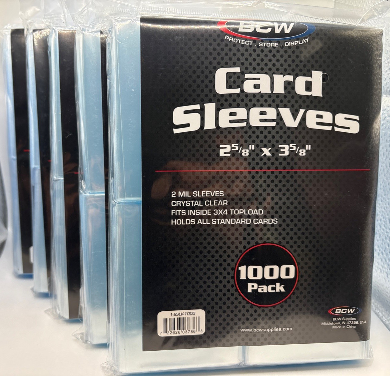 BCW Penny Card Soft Sleeves 5 packs of 1000 for Standard Cards, 5000 Total