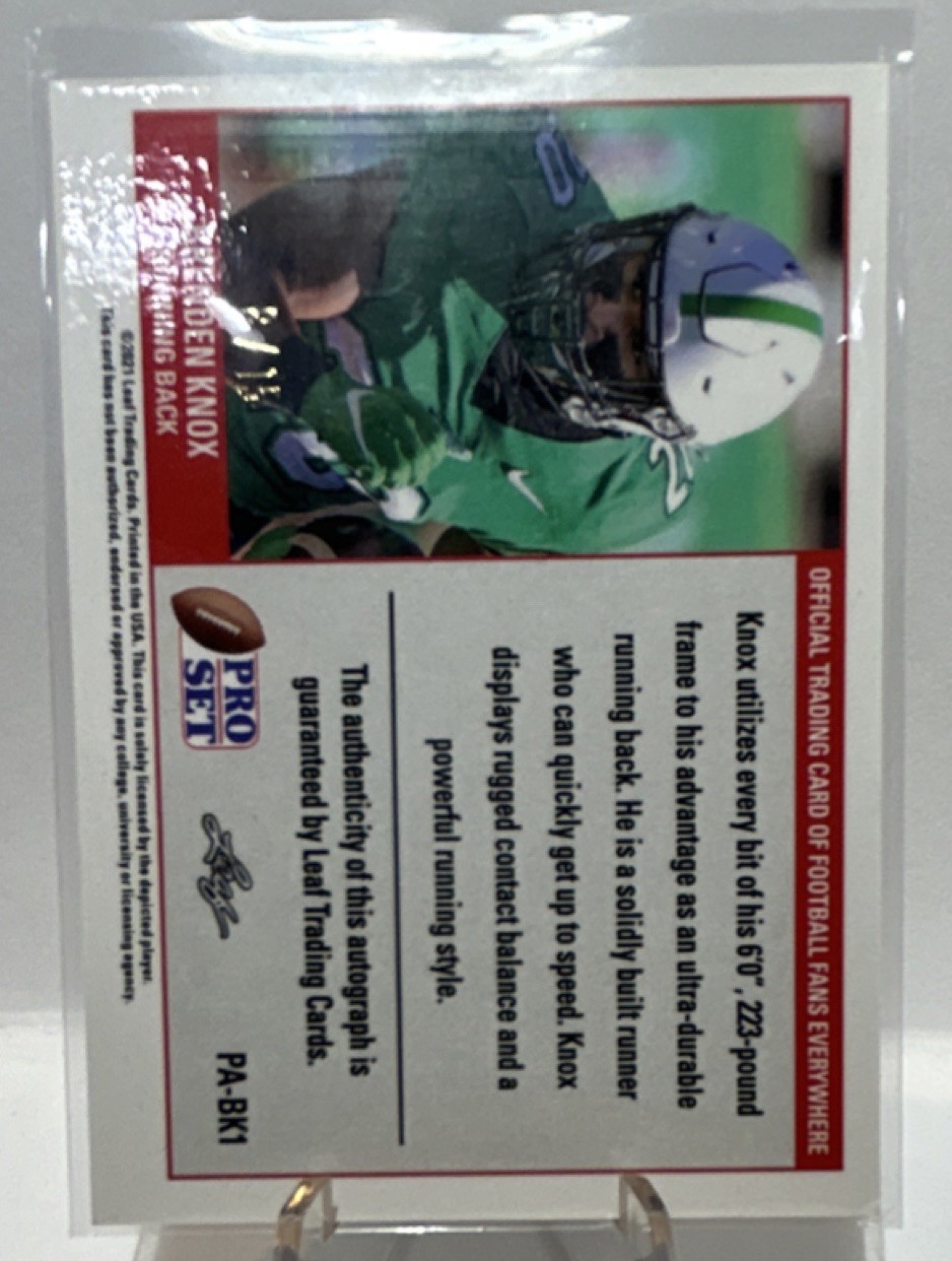 Leaf 2021 Pro Set Brenden Knox Rookie Autographed #PA-BK1 Marshall Football Card