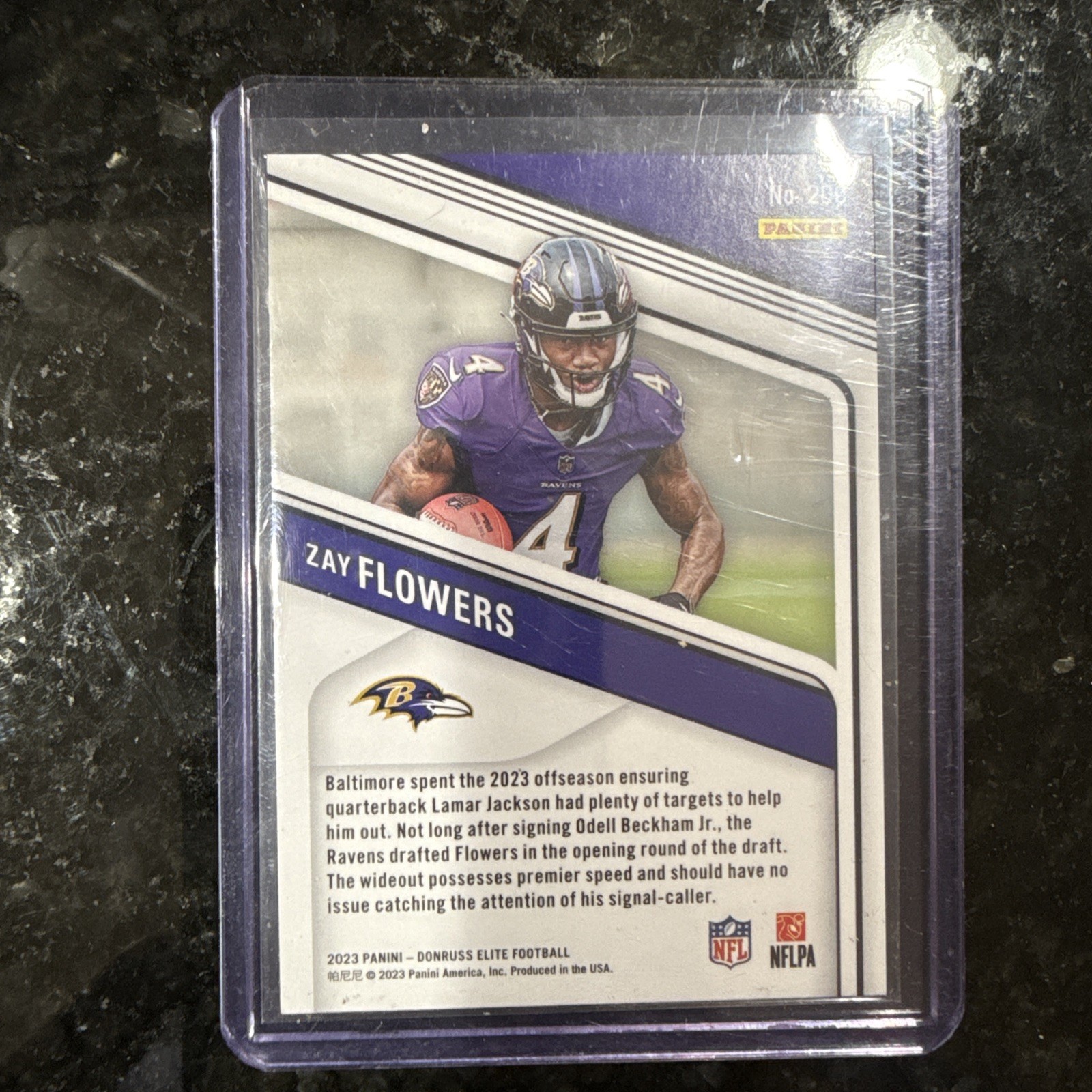 ZAY FLOWERS 2023 Panini Donruss Elite Blue Status Explosion /625 MINT RC #200