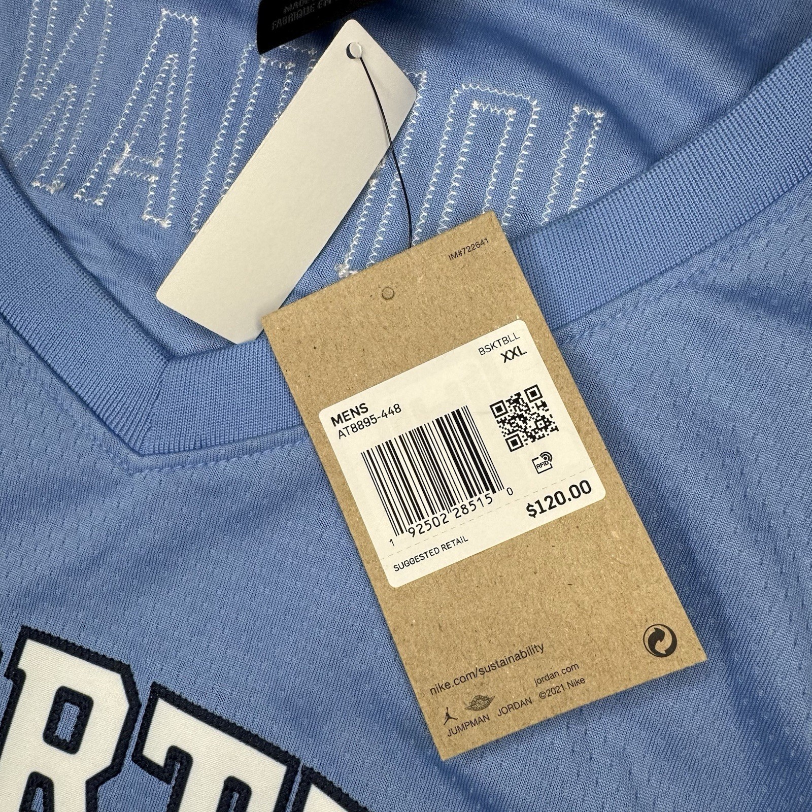 Michael Jordan North Carolina Tar Heels Jersey 23 Mens 2XL Blue White UNC Nike