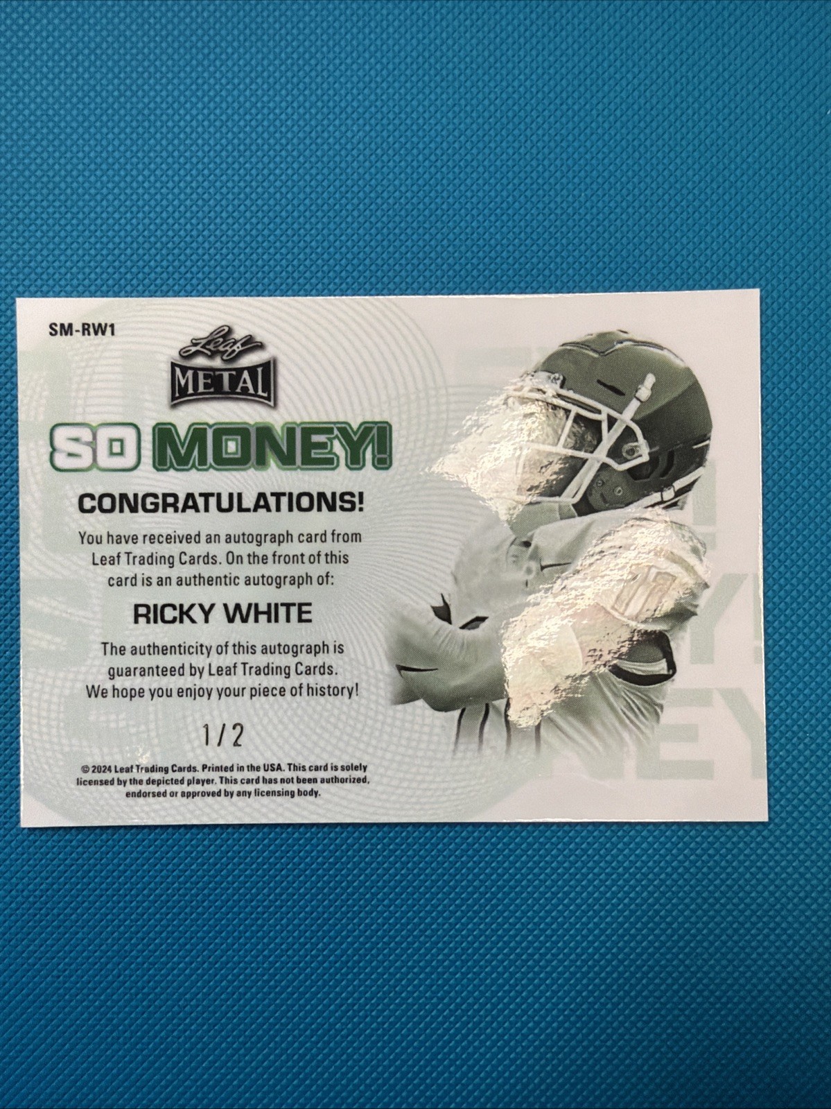 2024 Leaf Metal So Money Blue Smoke Auto 1/2 Ricky White