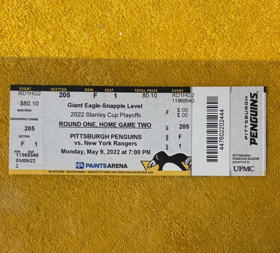 Sidney Crosby 200th Playoff Point Ticket – Pittsburgh Penguins vs. Rangers 2022