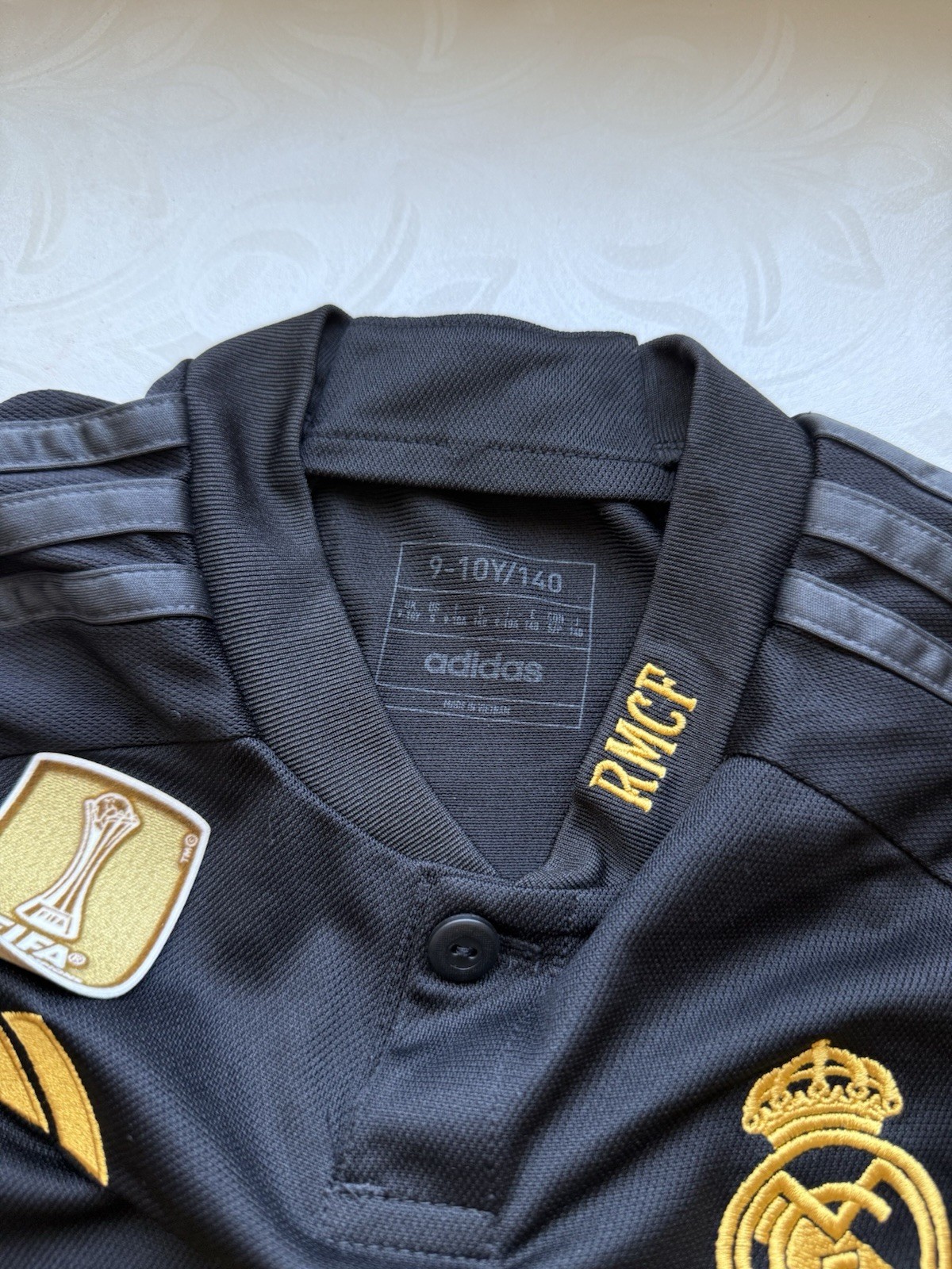 Real Madrid Tchouameni RMCF Adidas Black Emirates Fly Better Jersey Youth 9-10Y