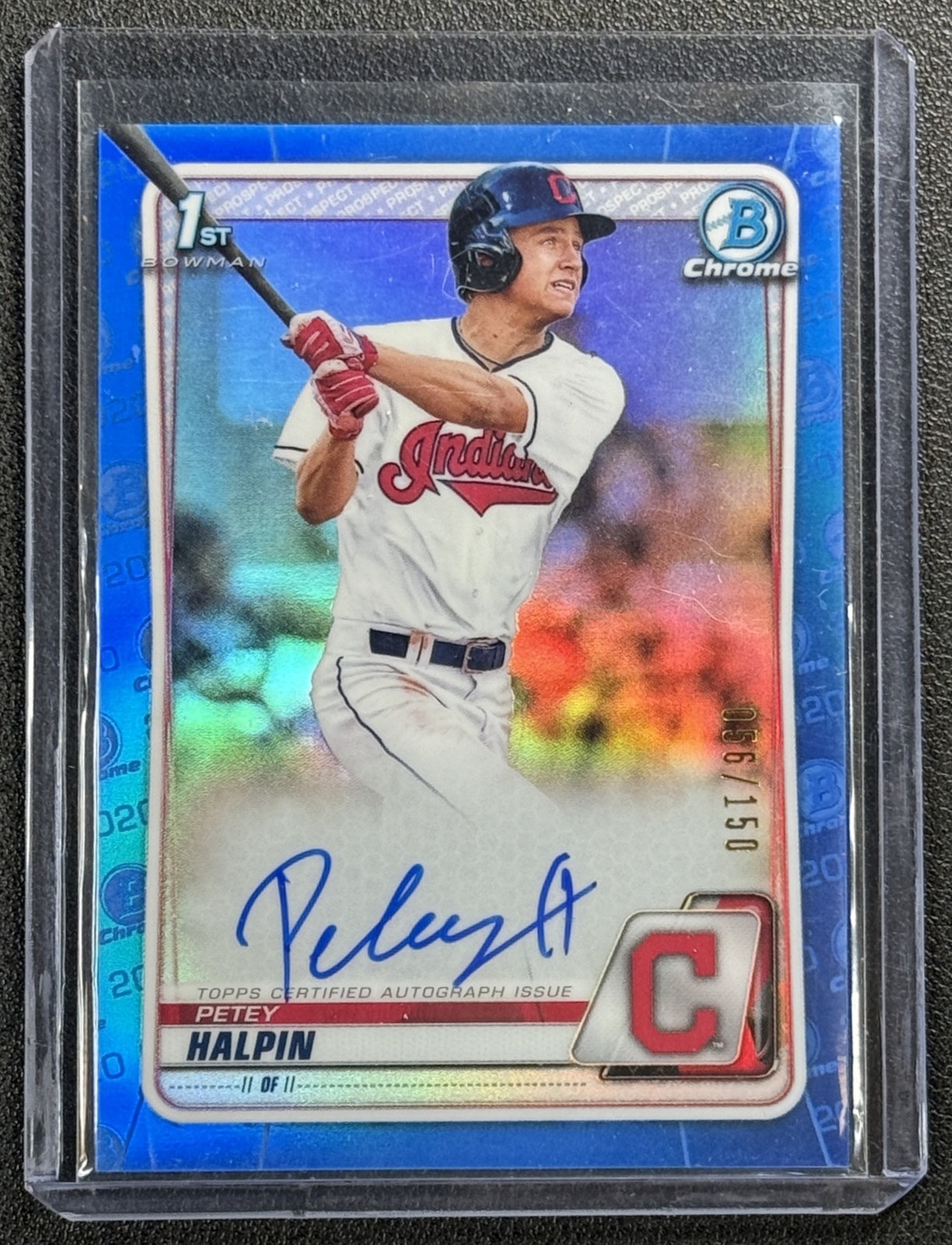 PETEY HALPIN 2020 BOWMAN DRAFT #CDA-PH CHROME 1ST RC AUTO BLUE REFRACTOR 56/150