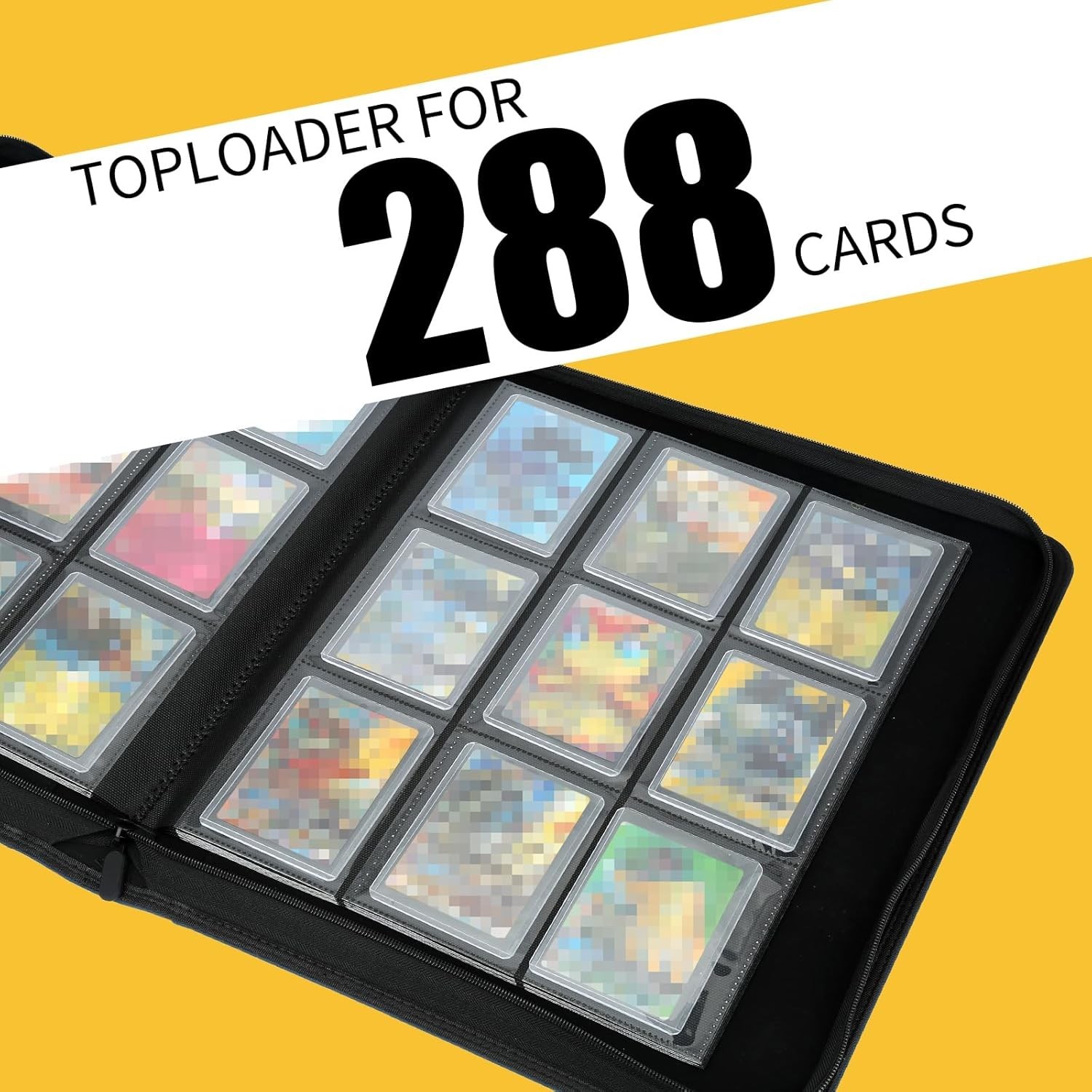 9 Pocket Toploader Binder Holds 288 3×4 Rigid Trading Card Holder Storage Gray