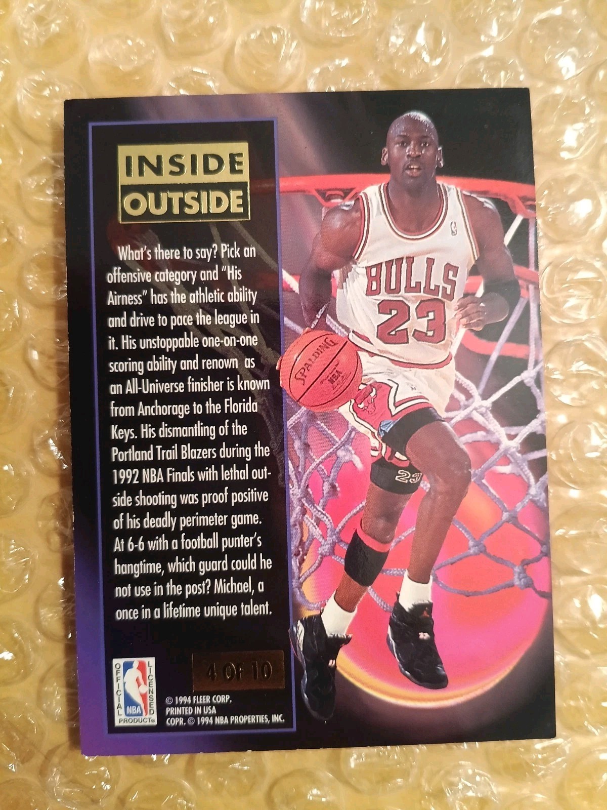 1993-94 Fleer Ultra – Inside Outside Michael Jordan #4 – Free Shipping