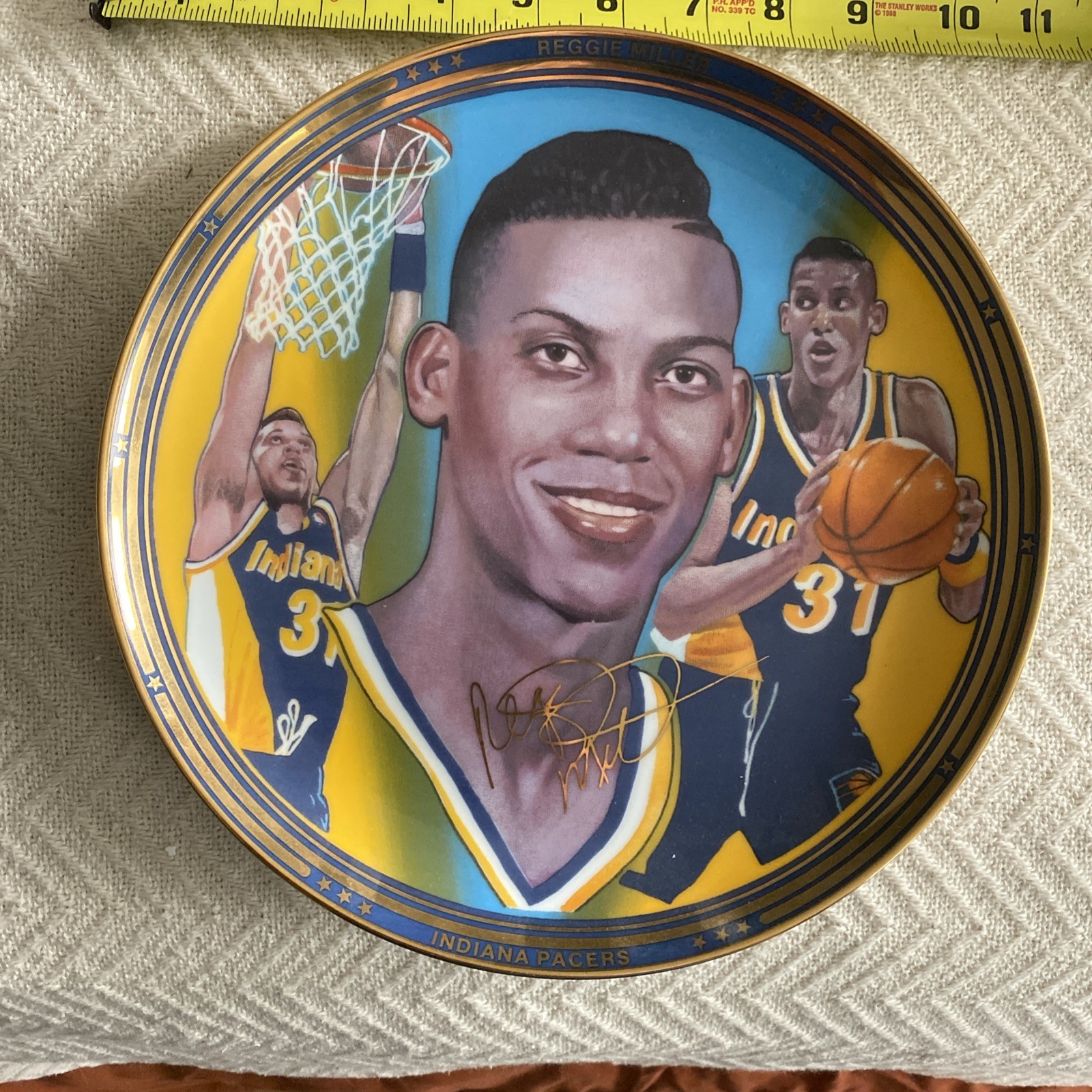 Reggie Miller sports plate, Gold Edition, Sports Impressions 10.5 Inch Plate