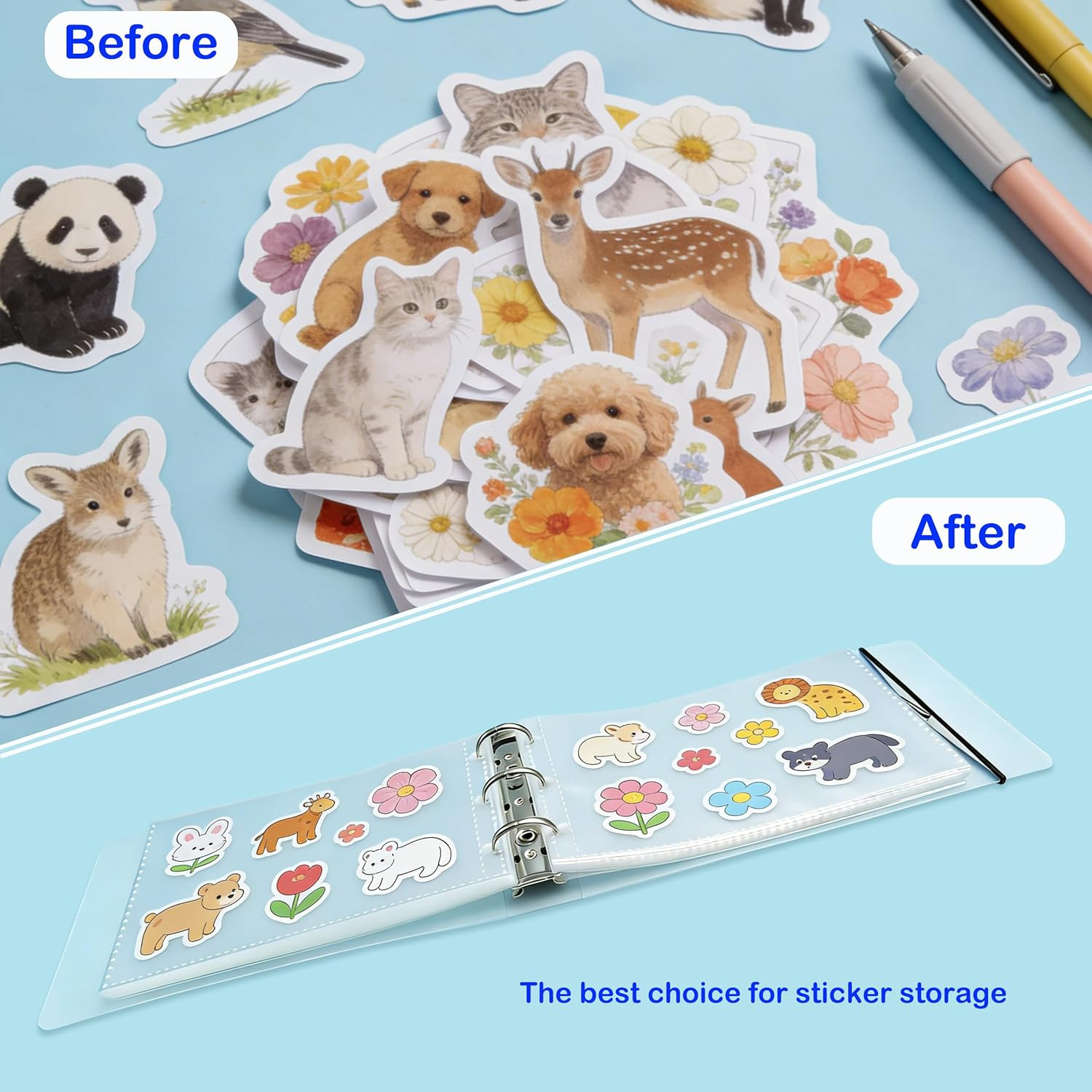 3X5 Index Card Binder with 40 Card Sleeves, Index Card Organizer for Flash Cards