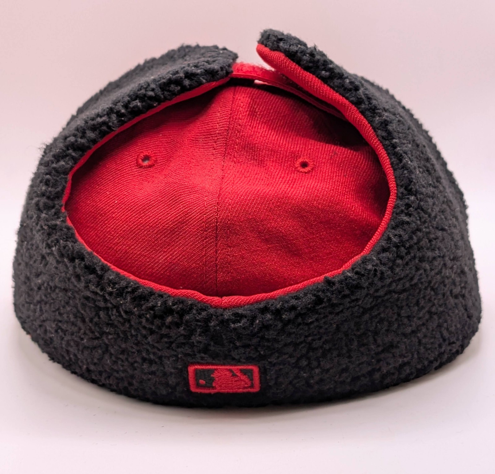 New Era MLB Cleveland Indians Chief Wahoo Fur Ear Flaps Fitted Hat Size 7 1/4