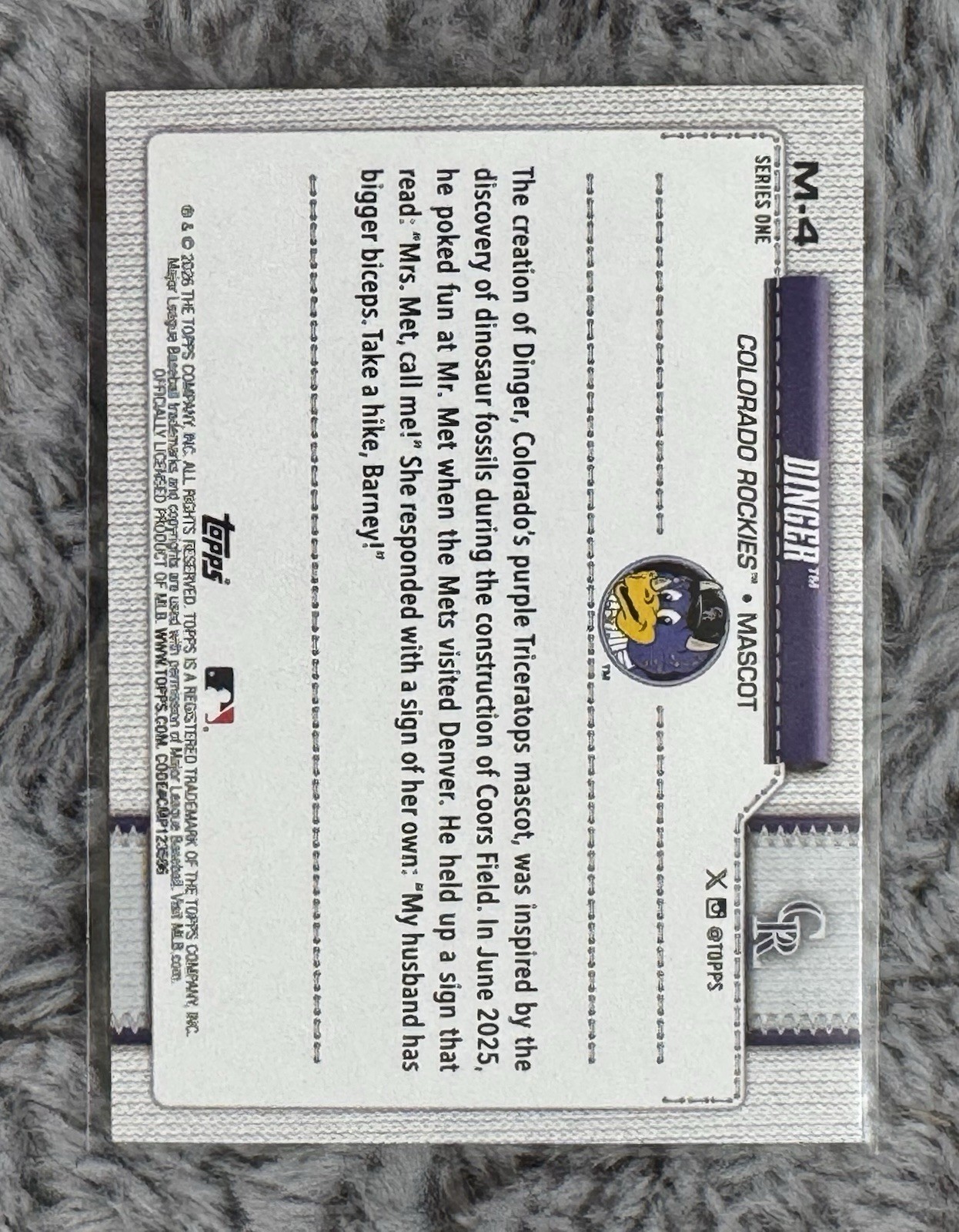 DINGER 2026 Topps Series 1 Baseball Celebration #M-4 Colorado Rockies MLB Mascot