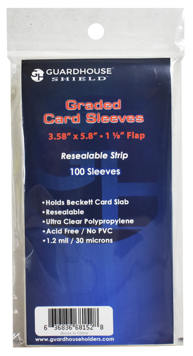 Card 100 Guardhouse Beckett SGC Graded Card Sleeves Pack Slab Resealable 1.2 mil