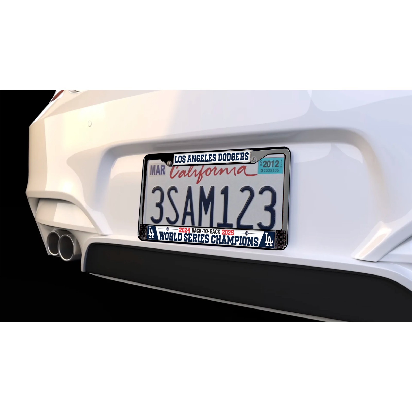 LA Dodgers Back to Back 24-25 World Series Champions 3D Black License Plate