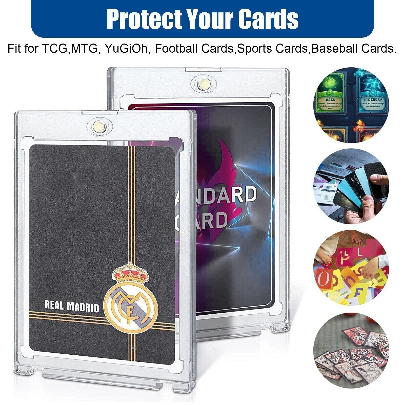 50 Pack Magnetic Trading Sports Card Holders 35pt One-Touch Hard UV Protection