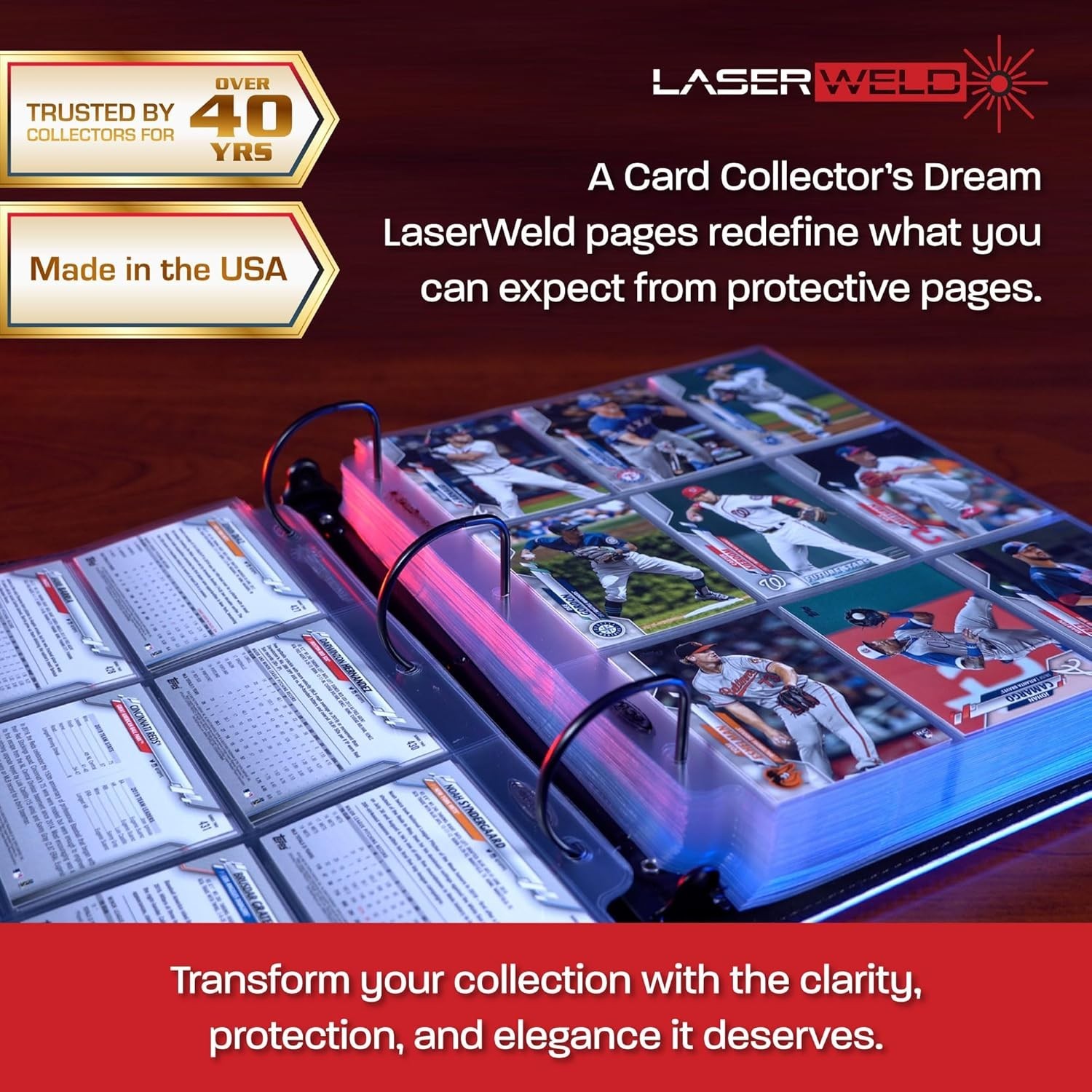 LaserWeld 100 Pack of 9 Pocket Trading Card Sleeves – Crystal Clear Protection