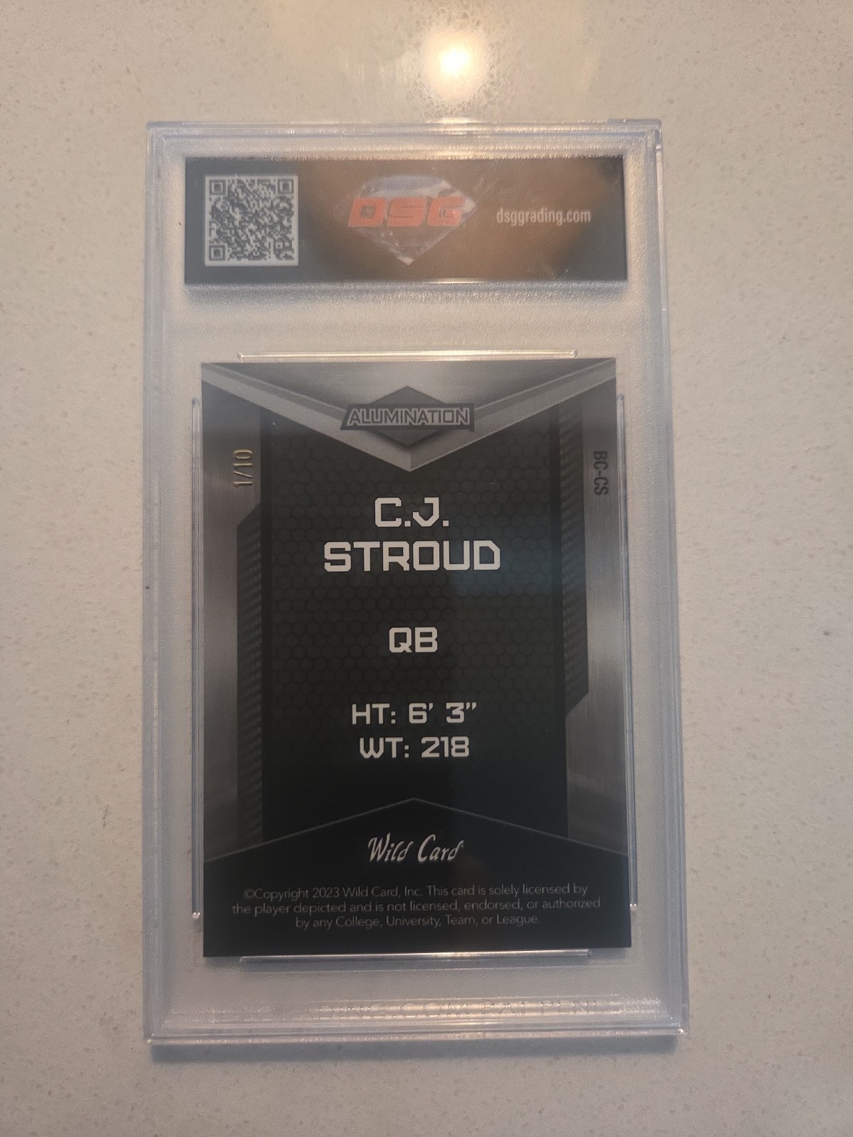 CJ Stroud 2023 WildCard Alumination Blue Foil Board Rookie BC-CS 1/10 DSG 8.5