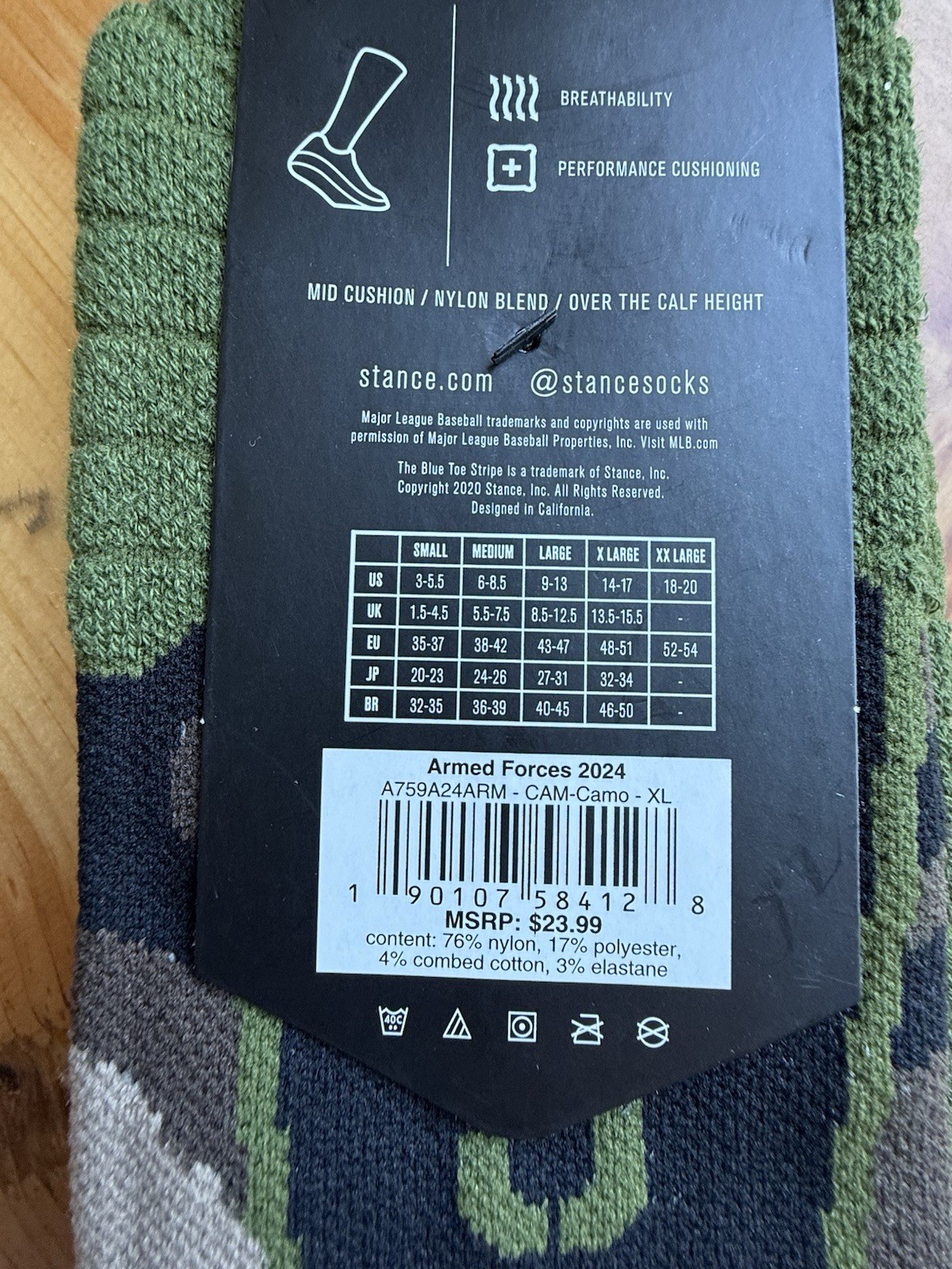 Stance MLB Armed Forces Camo Diamond Pro OTC Baseball Socks