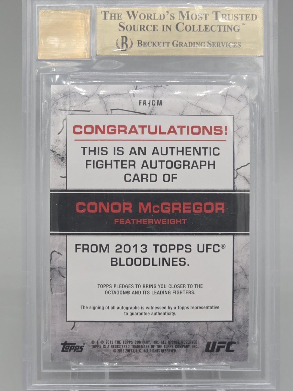 2013 Topps UFC Bloodlines Conor McGregor Rookie RC 1st BGS 9.5 10 Auto + Center