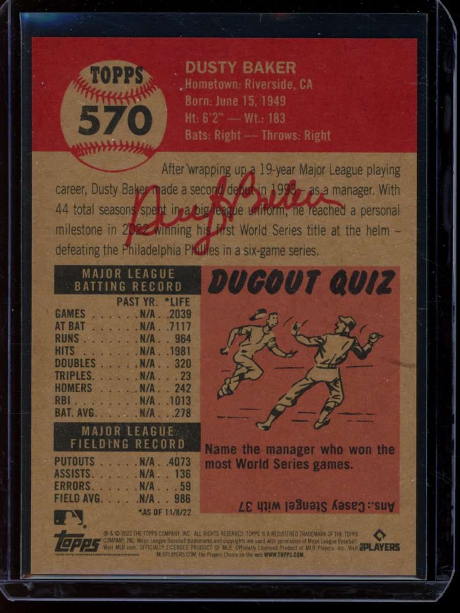2022 Topps Living Set #570 Dusty Baker Card (Qty)