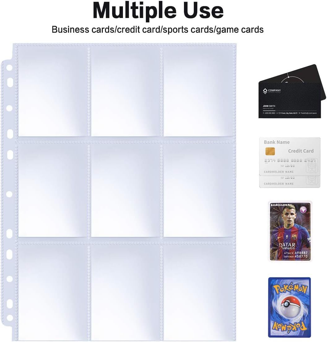 Trading Card Pages Sleeves Album Binder Protector 10/40/50/100 Sheets Baseball