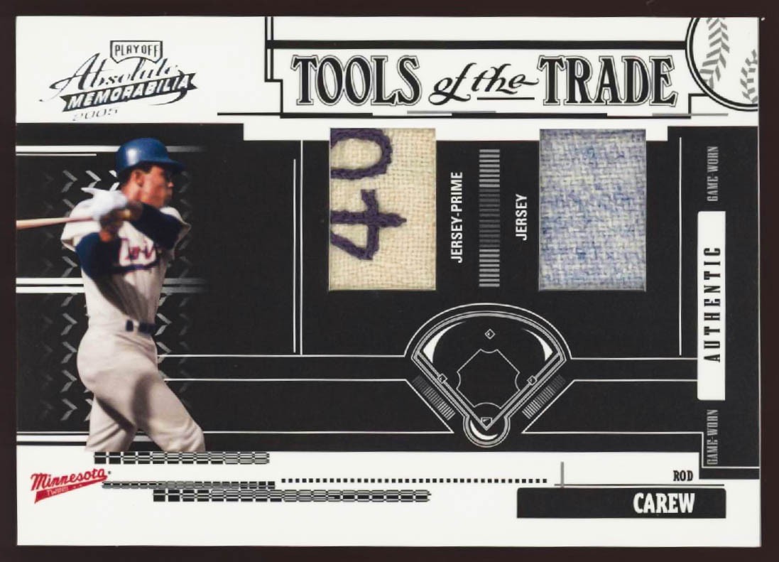 2005 Absolute Mem Rod Carew #1/1 Laundry Tag Prime Jersey Patch Tools Trade