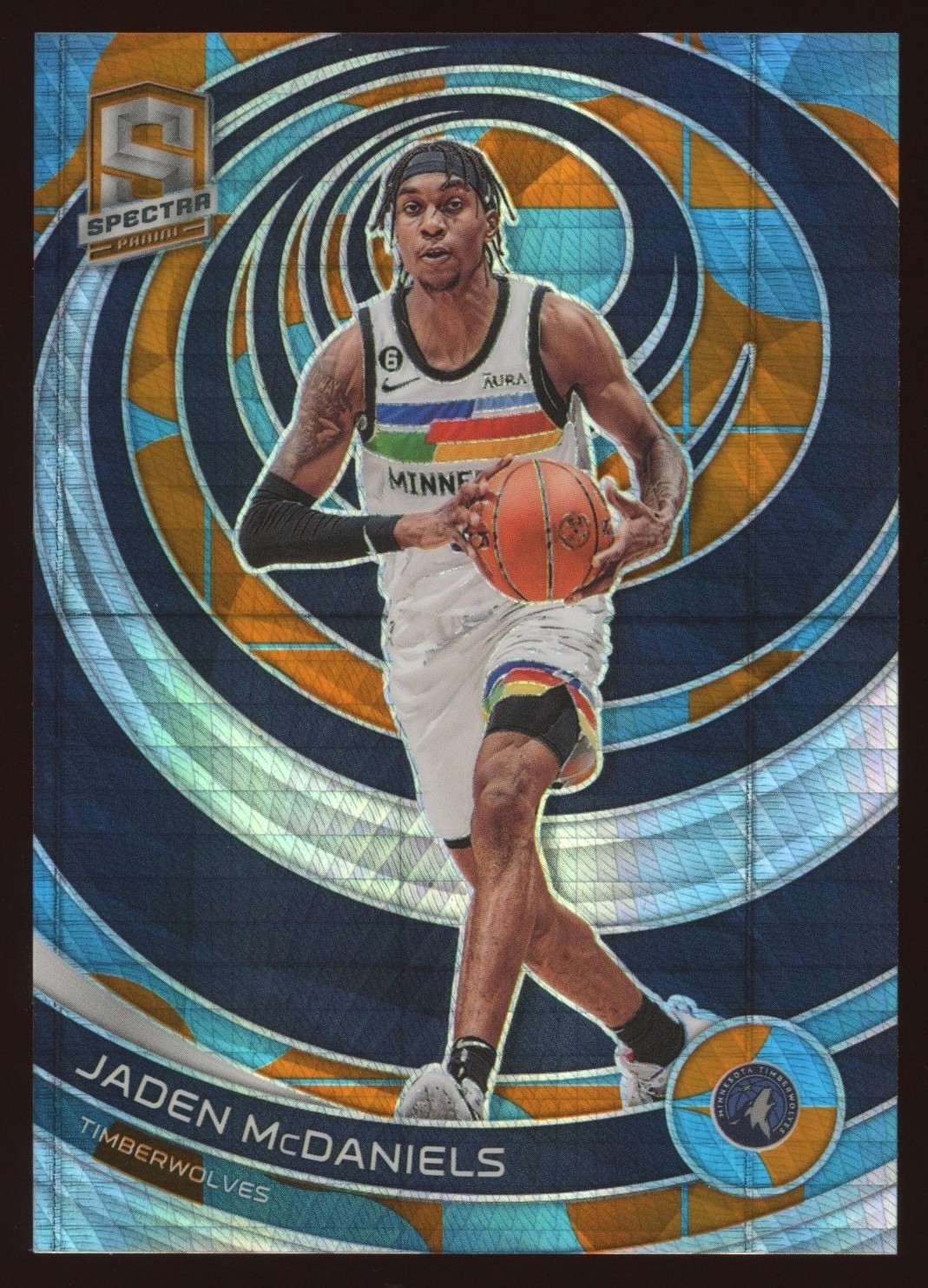 Jaden McDaniels 2022 Panini Spectra Blue and Orange Asia Prizm /49 #118