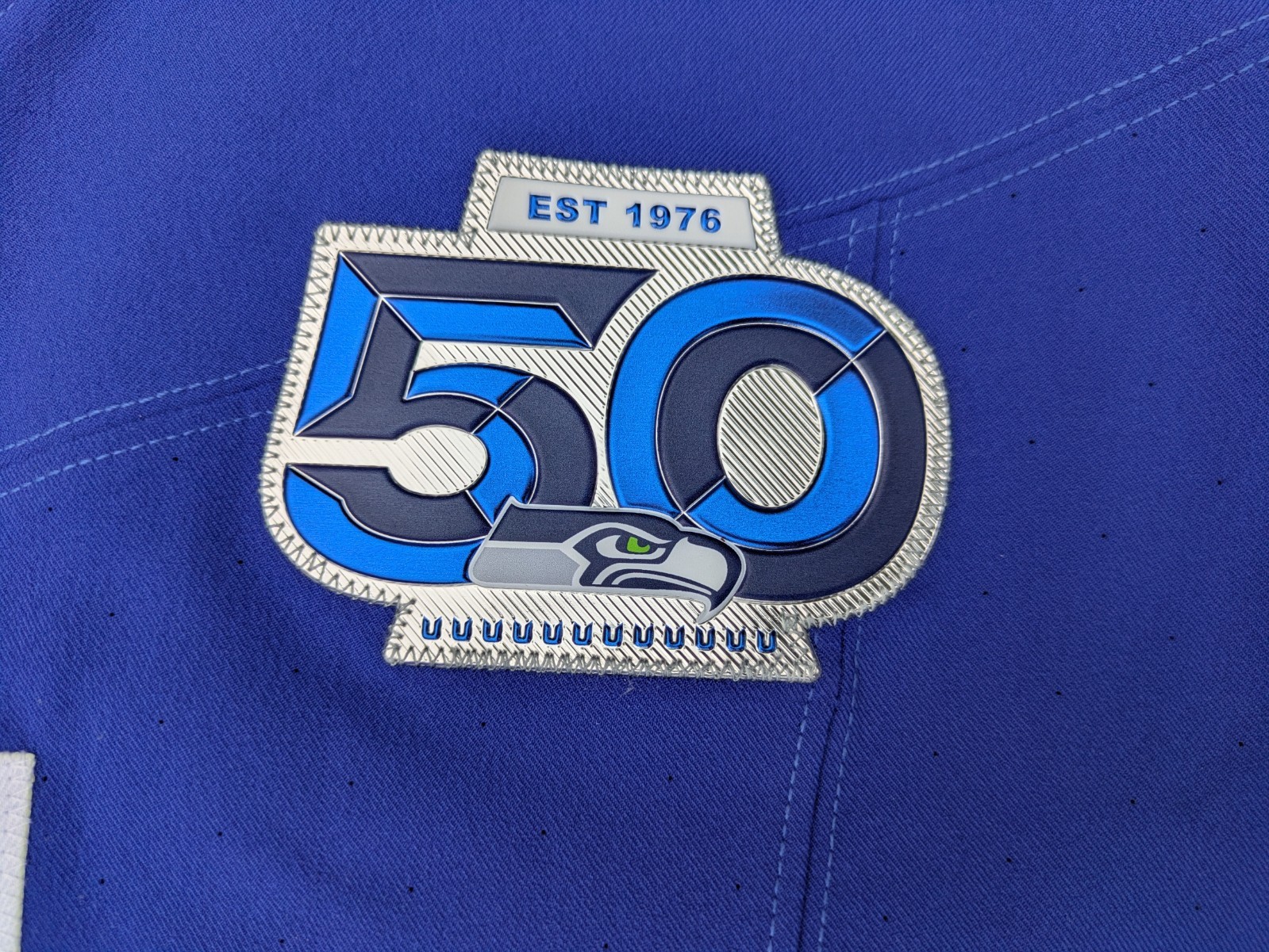 Seattle Seahawks 50th Anniversary Patch TPU Plastic Metallic New