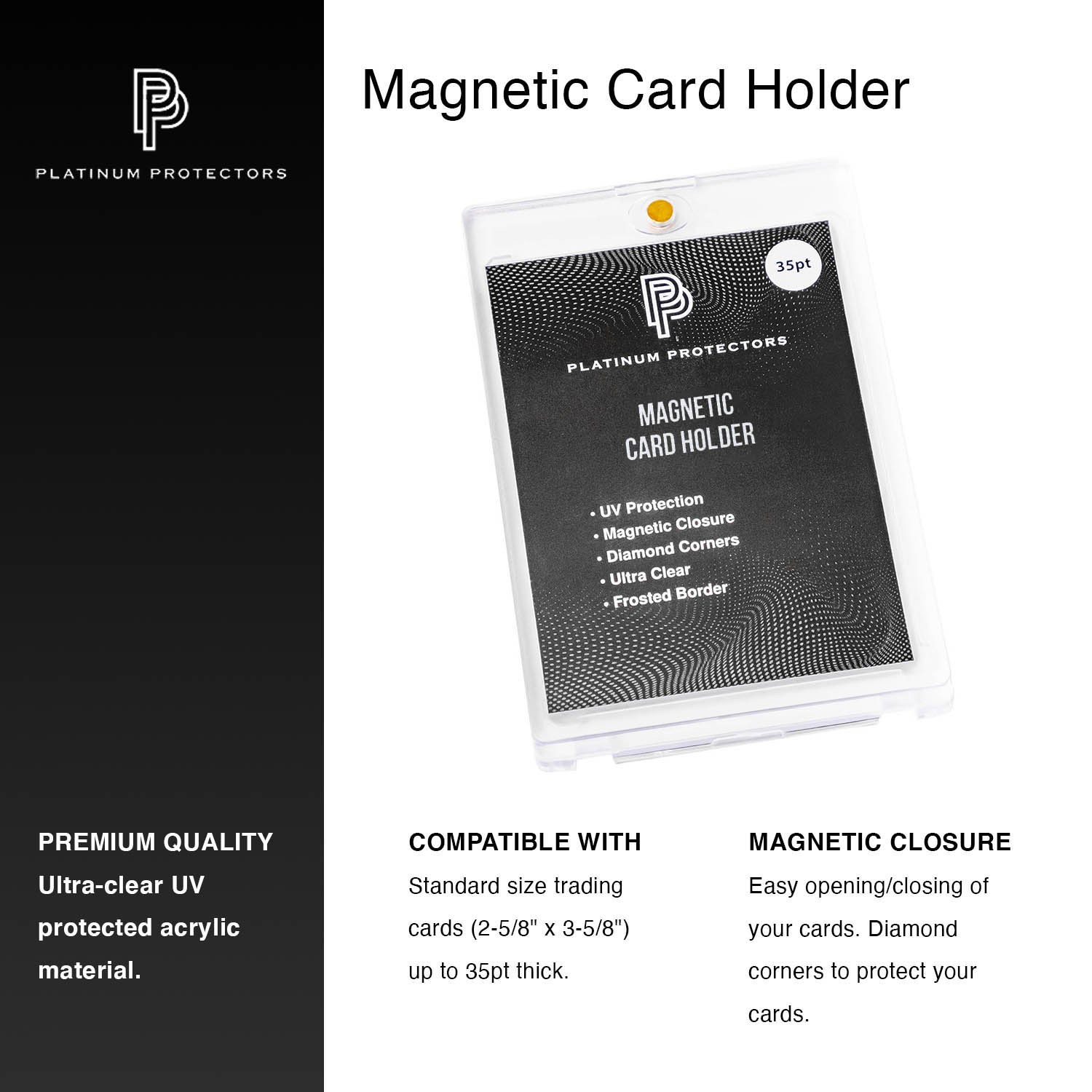 Magnetic Card Holder for 35pt Trading Cards One Touch Fit Clear UV Protection