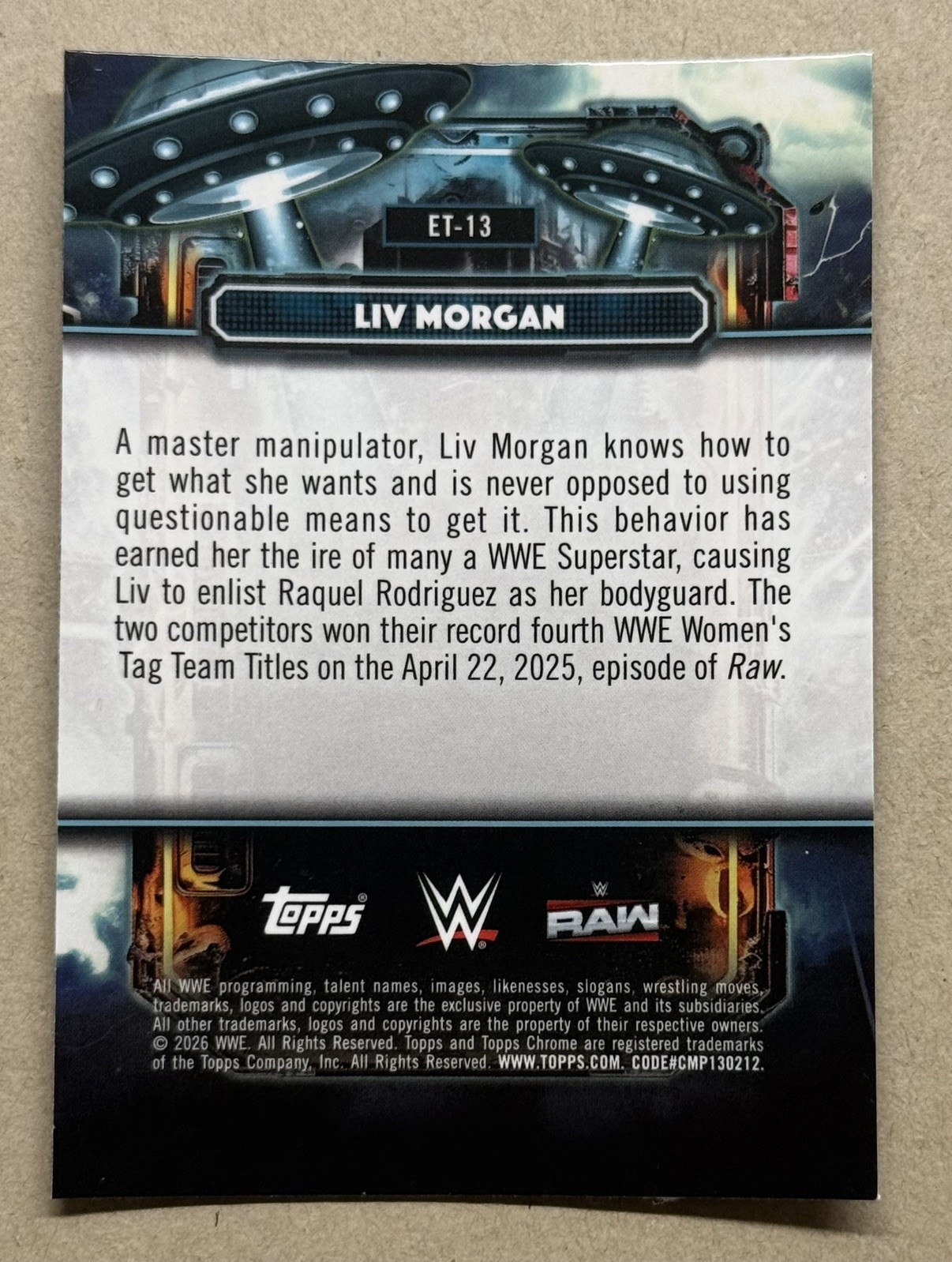 2026 WWE Topps Chrome Cosmic Liv Morgan Extraterrestrial Talent