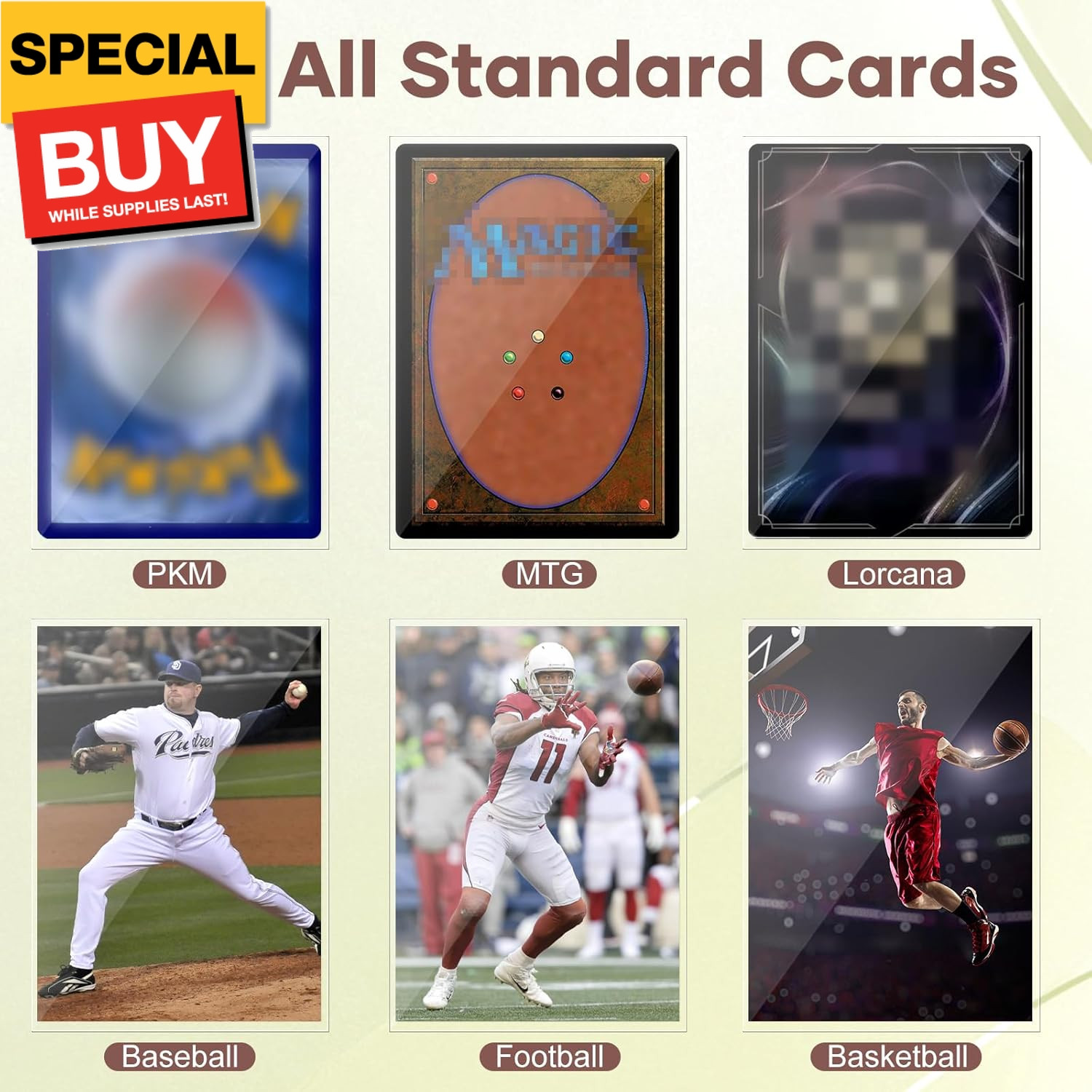 600 Count Card Sleeves, Clear Soft Trading Card Sleeves, Polypropylene (PP), Fit