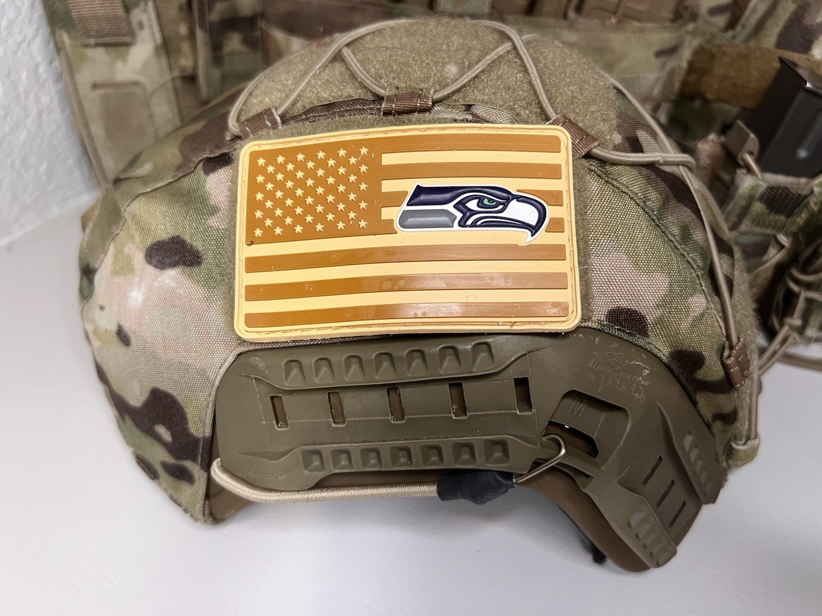 Military Combat American Flag Seattle Seahawks football PVC Patch W Vlcro