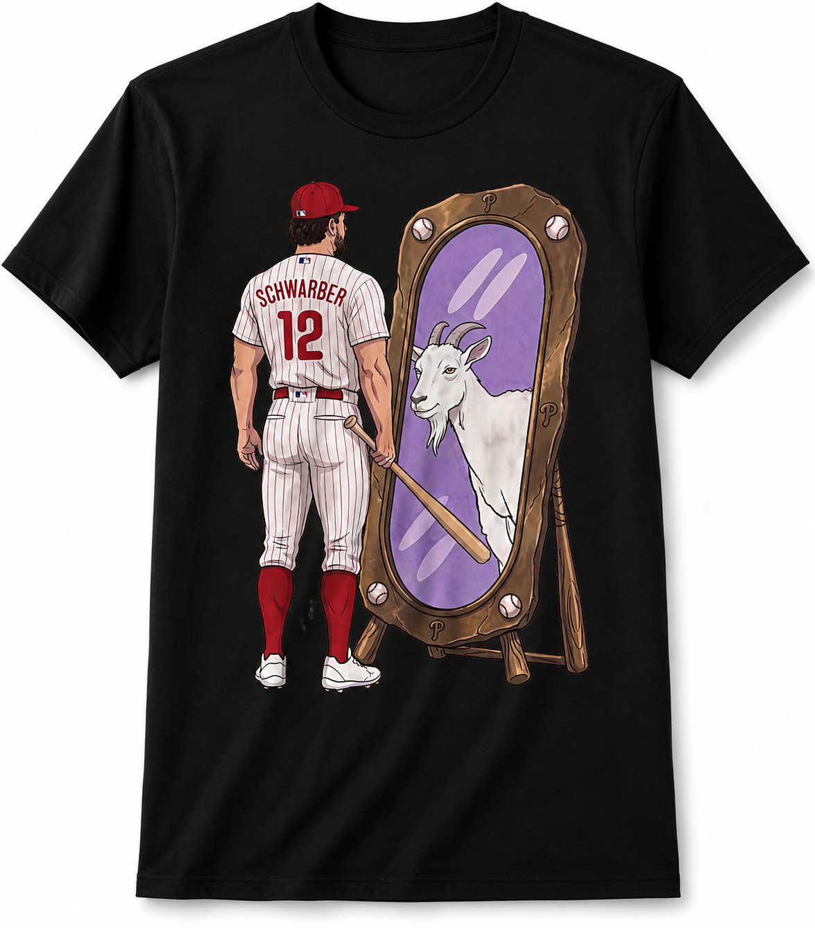 Kyle Schwarber GOAT Mirror Graphic T-Shirt, Philly Baseball Fan Shirt
