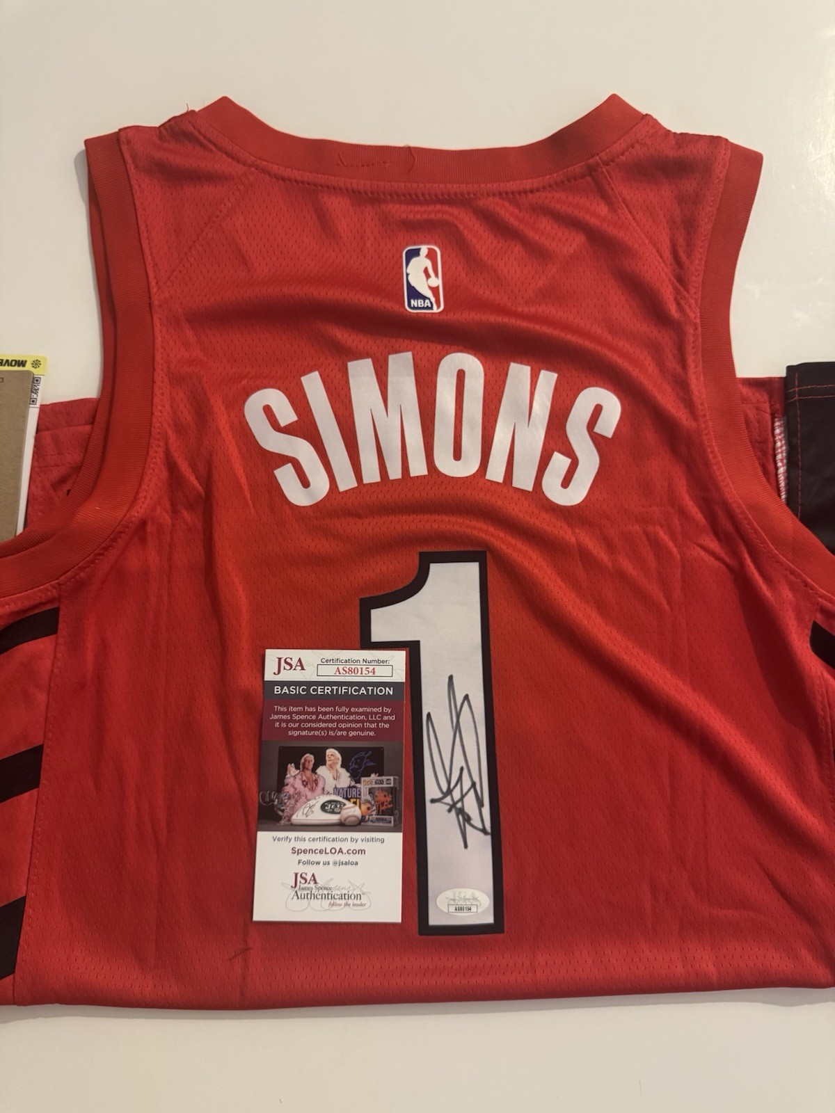 Anfernee Simons Signed Portland Trail Blazers #1 NBA Basketball Jersey JSA COA