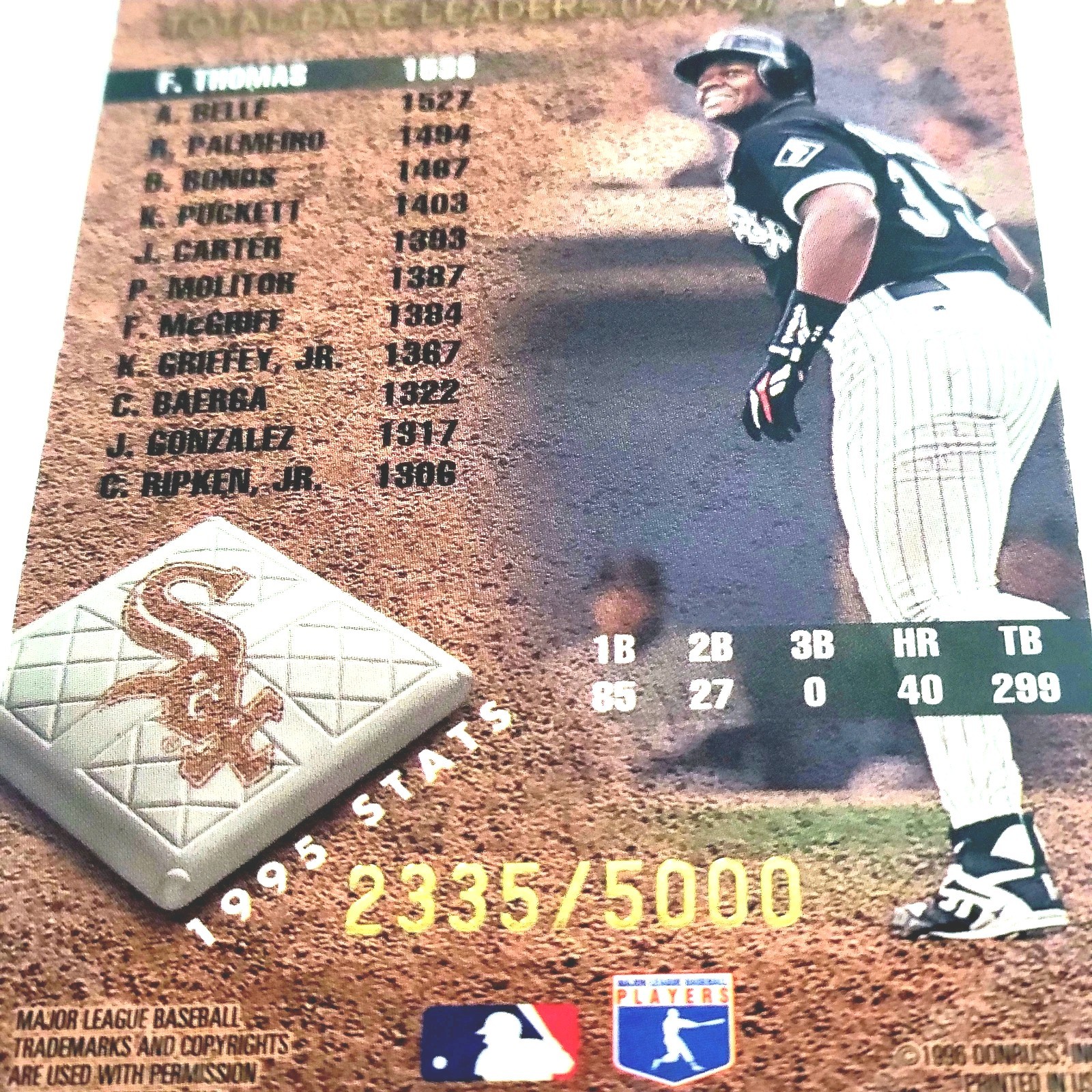 1996 Leaf Total Bases # 1 Frank Thomas /5000 Chicago White Sox 1 of 12