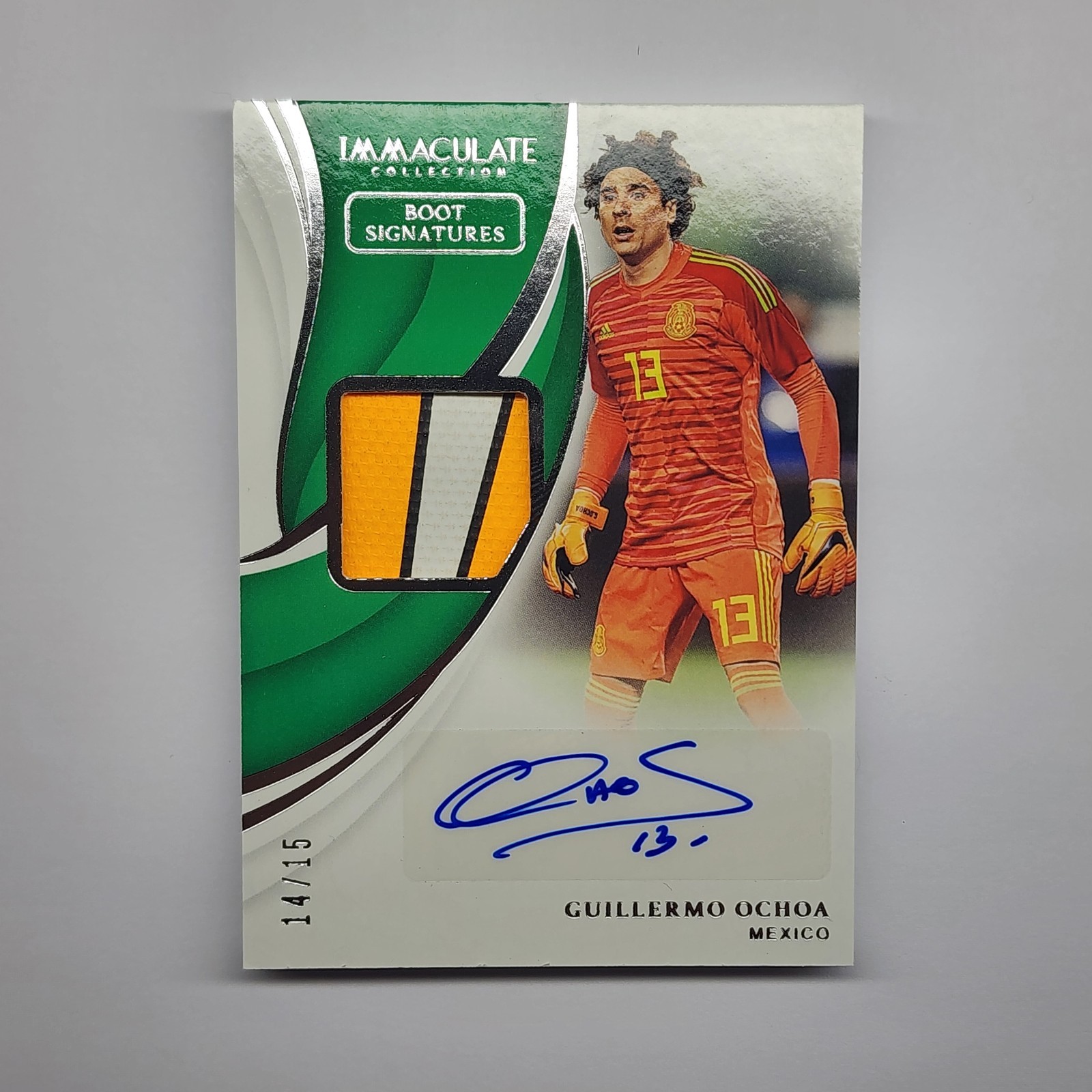 Guillermo Ochoa NIKE LOGO 2018-19 Panini Immaculate Mexico Boot Patch Auto /15