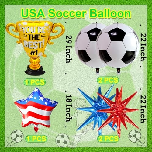 3D Soccer Balloons, Football Balloons Party Decorations Gold Trophy Usa-3d