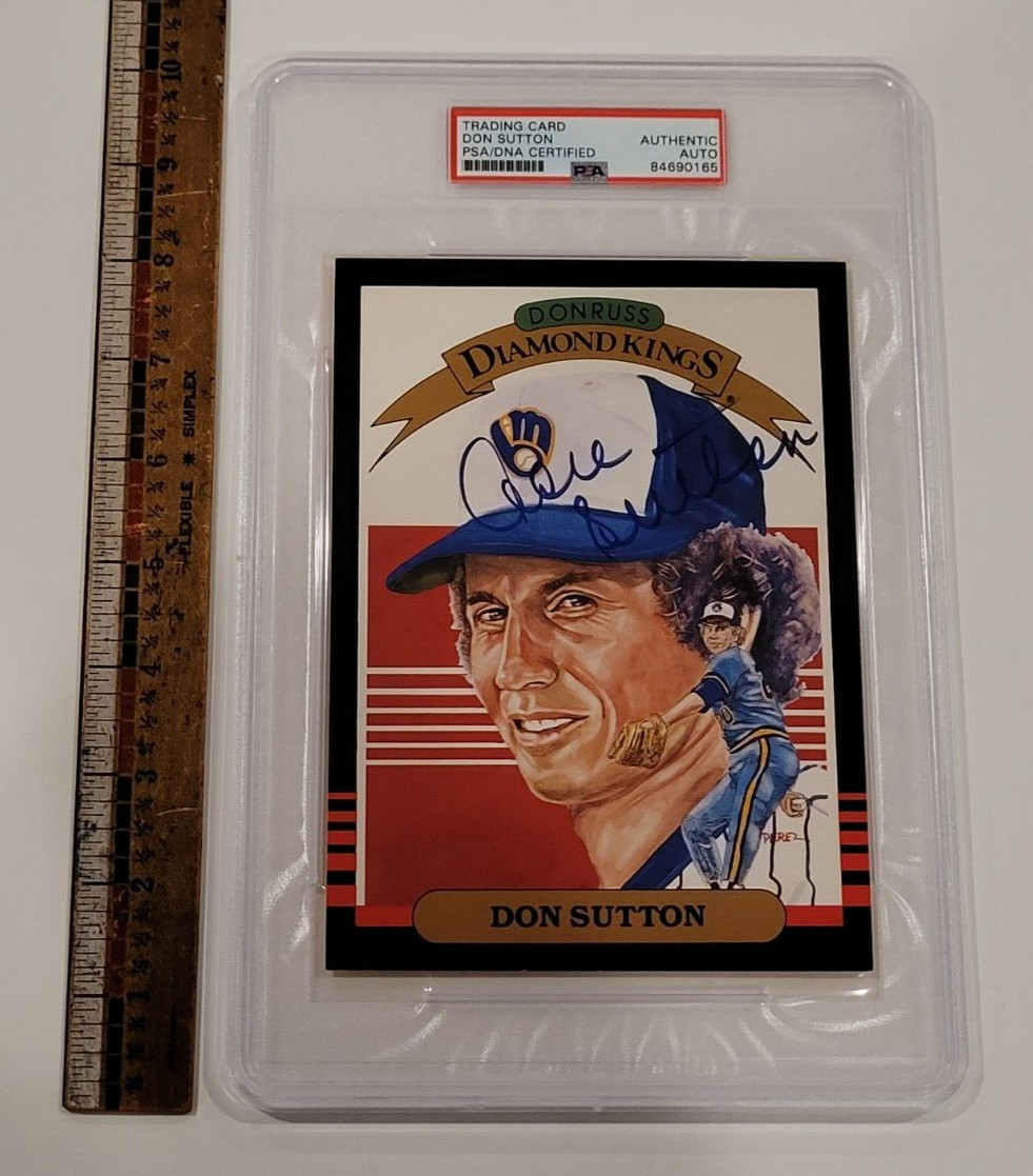Rare 1985 DON SUTTON Signed Oversized 5×7 Inch Donruss Diamond Kings Card-PSA