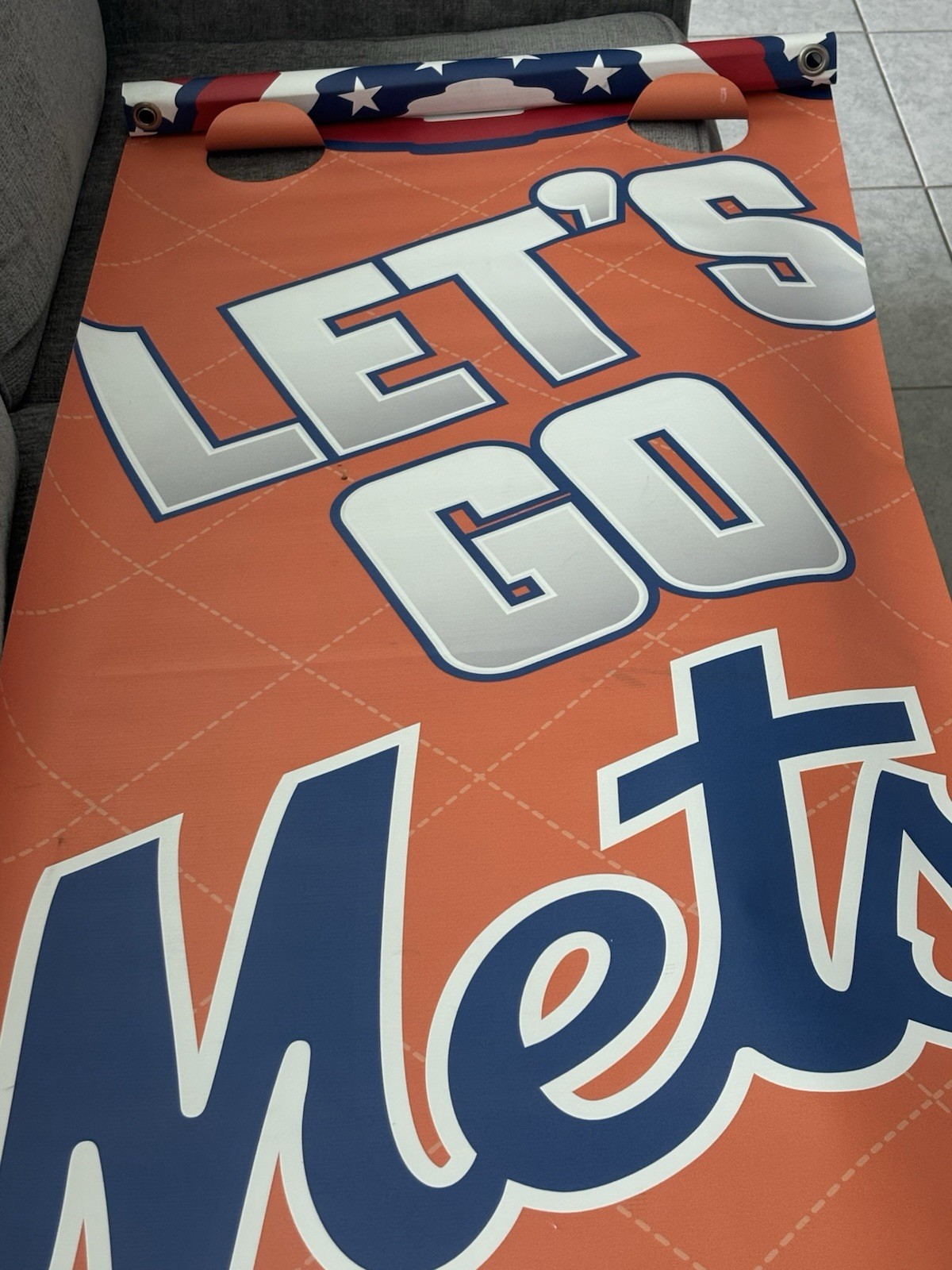 2015 New York Mets CitiField Post Season Lamppost Banner Game Used