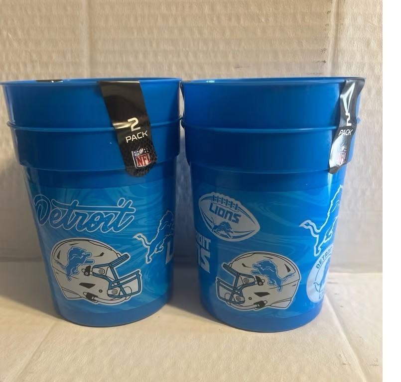 DETROIT LIONS 8PC “Party Set” 4 Acrylic Glasses & 4 Tumblers NEW Free shipping