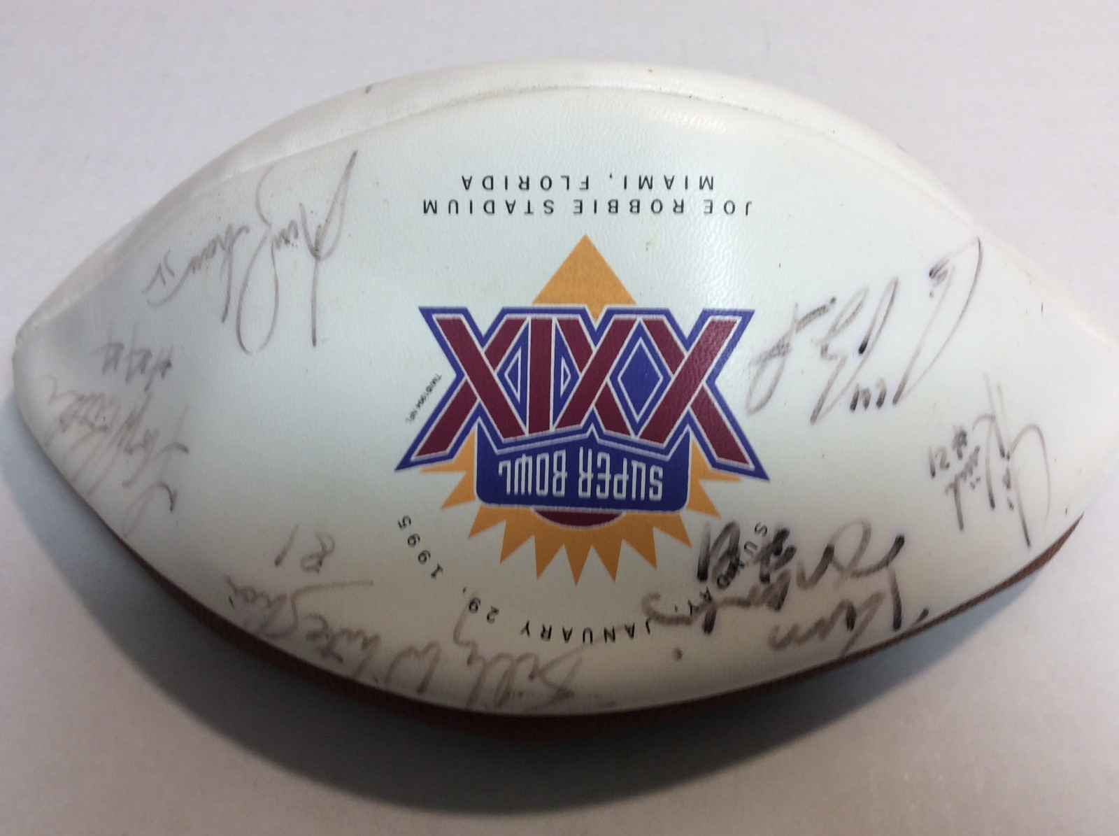 XXIX FOOTBALL multi-signed Auto by 8 Players KEN STABLER, FLOYED LITTLE, JSA COA