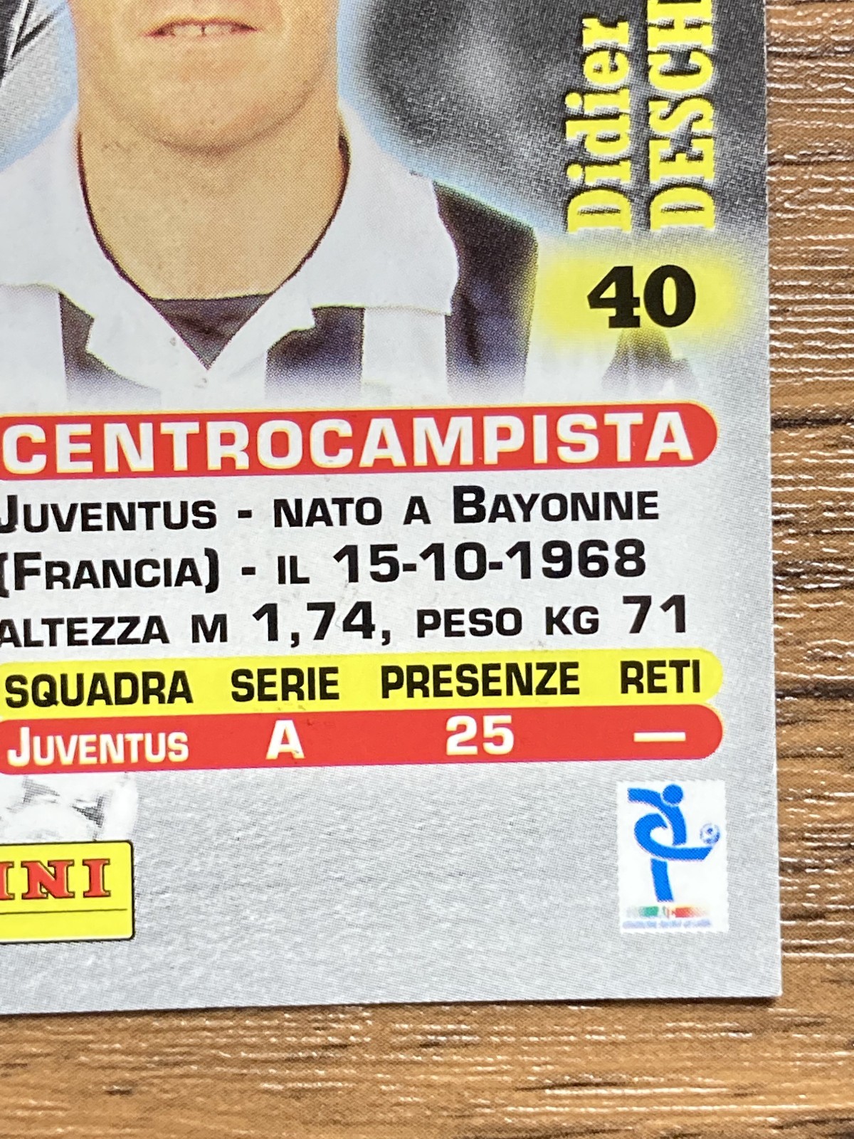 Free Shipping! Panini Card Calcio 99 1999 Serie A #40 Didier Deschamps Juventus