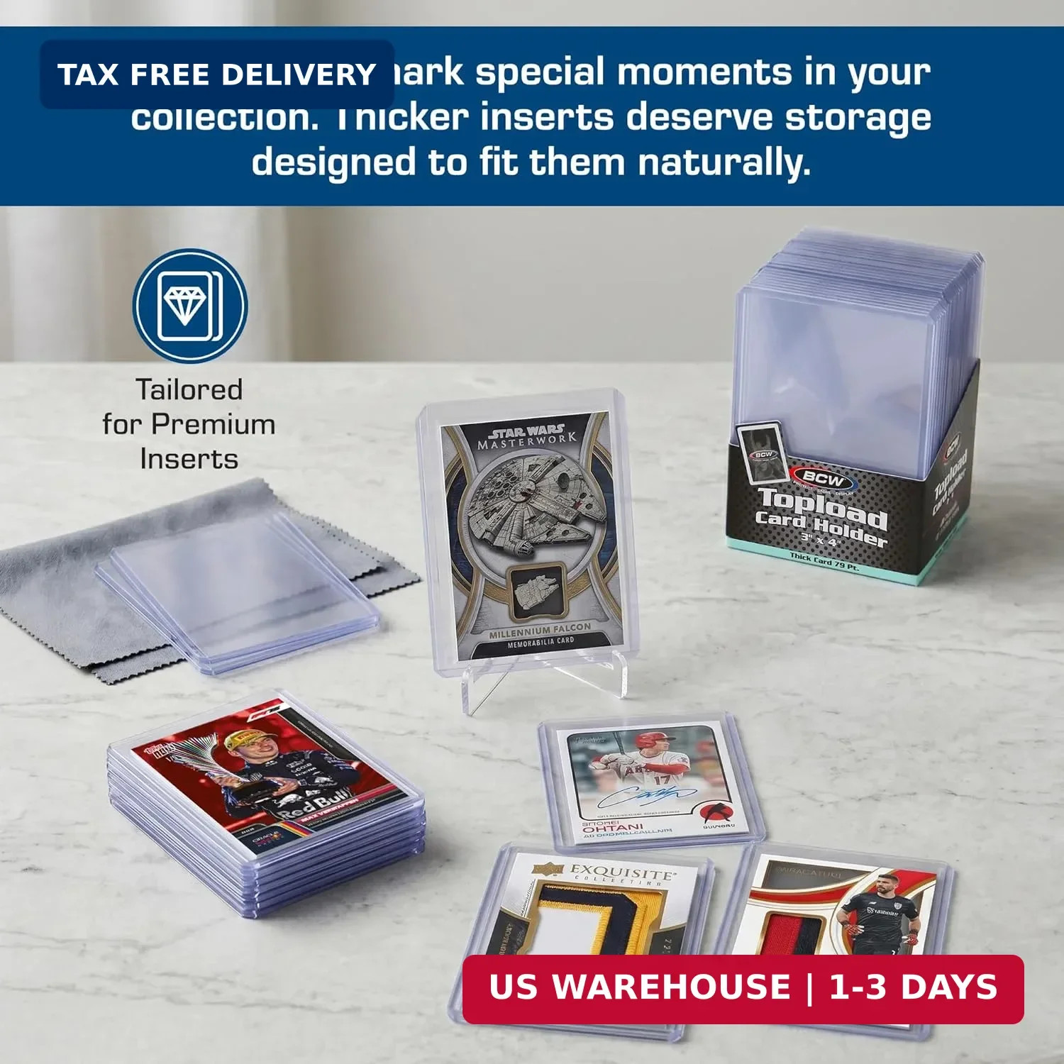 BCW 79 PT. Thick Card Topload Holder – Pack of 25 | Durable Rigid PVC Toploader